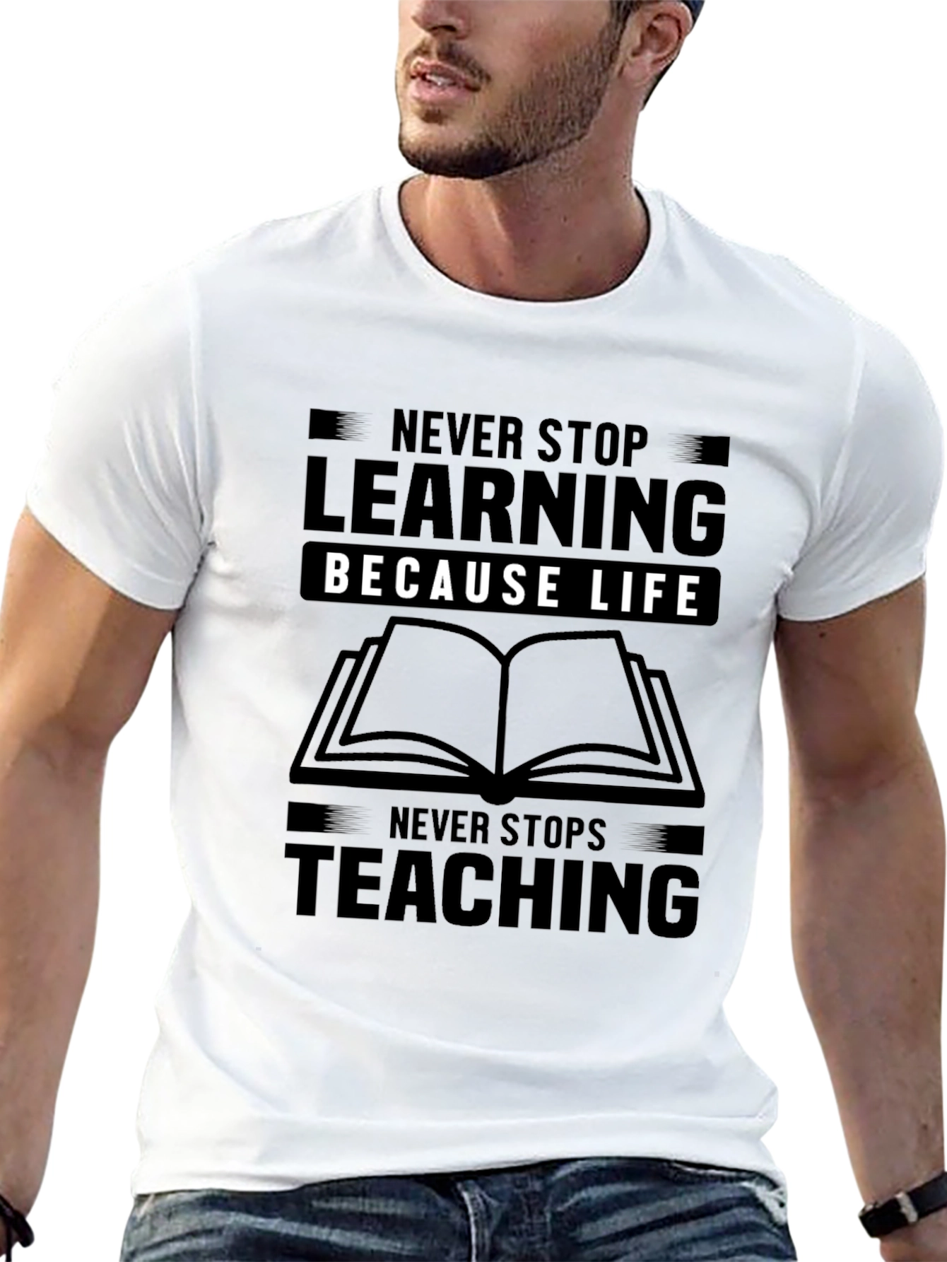 Black Never Stop Learning Graphic Tee view 13