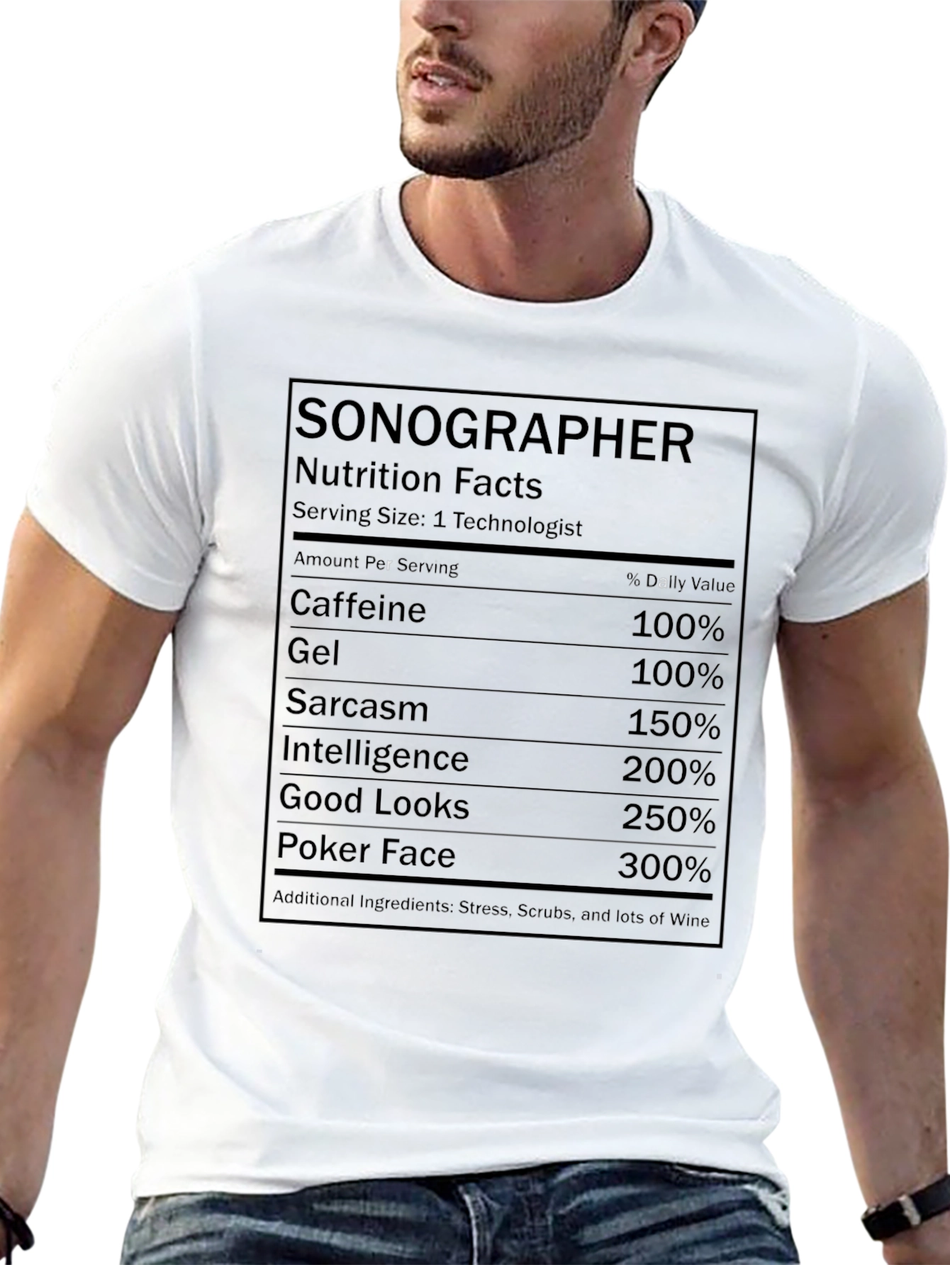 Black Sonographer Nutrition Facts T-Shirt view 13