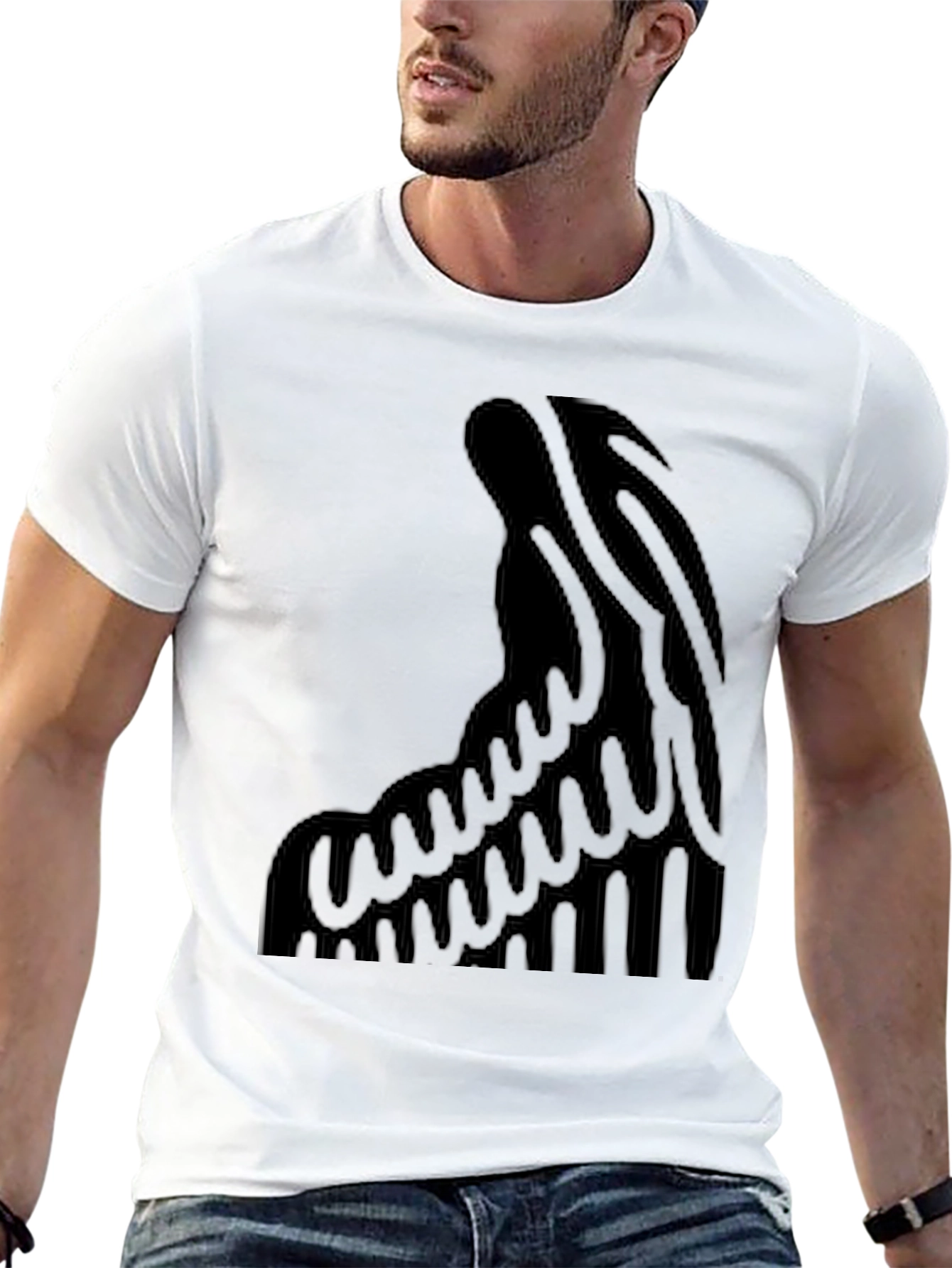 Black Black Graphic Tee - Abstract Design view 13