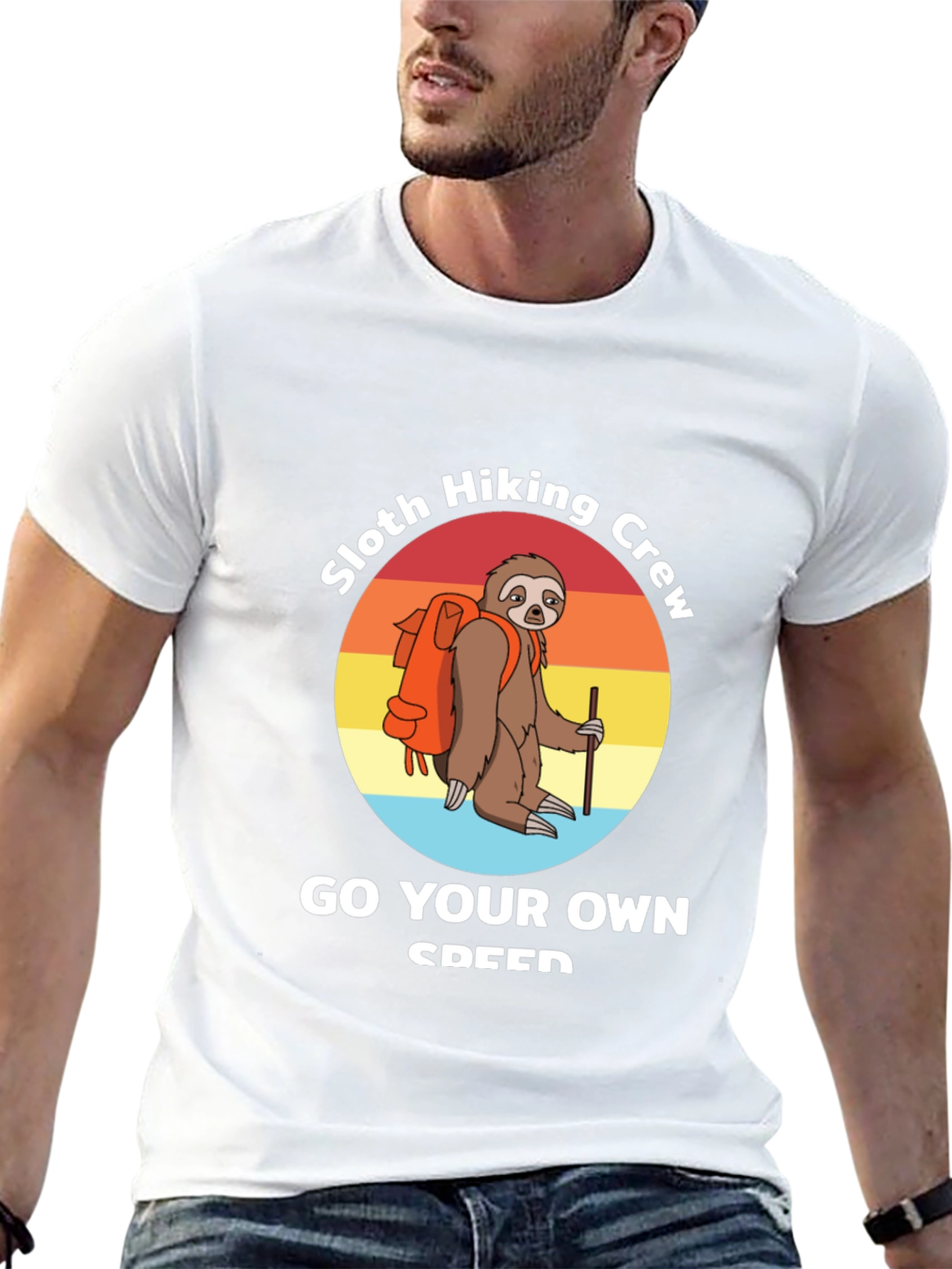 Black Sloth Hiking Crew T-Shirt: Go Your Own Speed! view 13