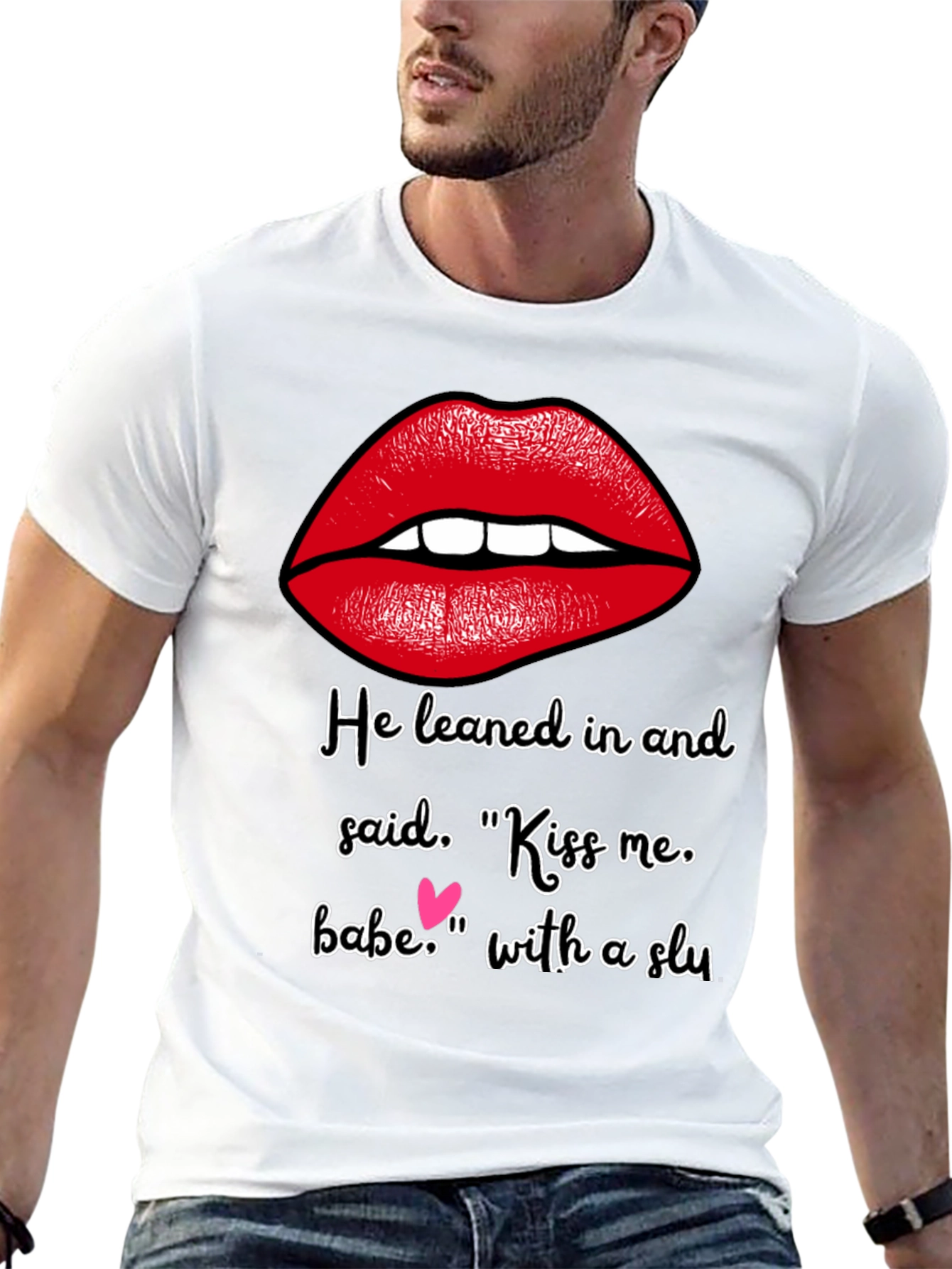 Black Kiss Me Graphic Tee - Soft Cotton Blend view 13