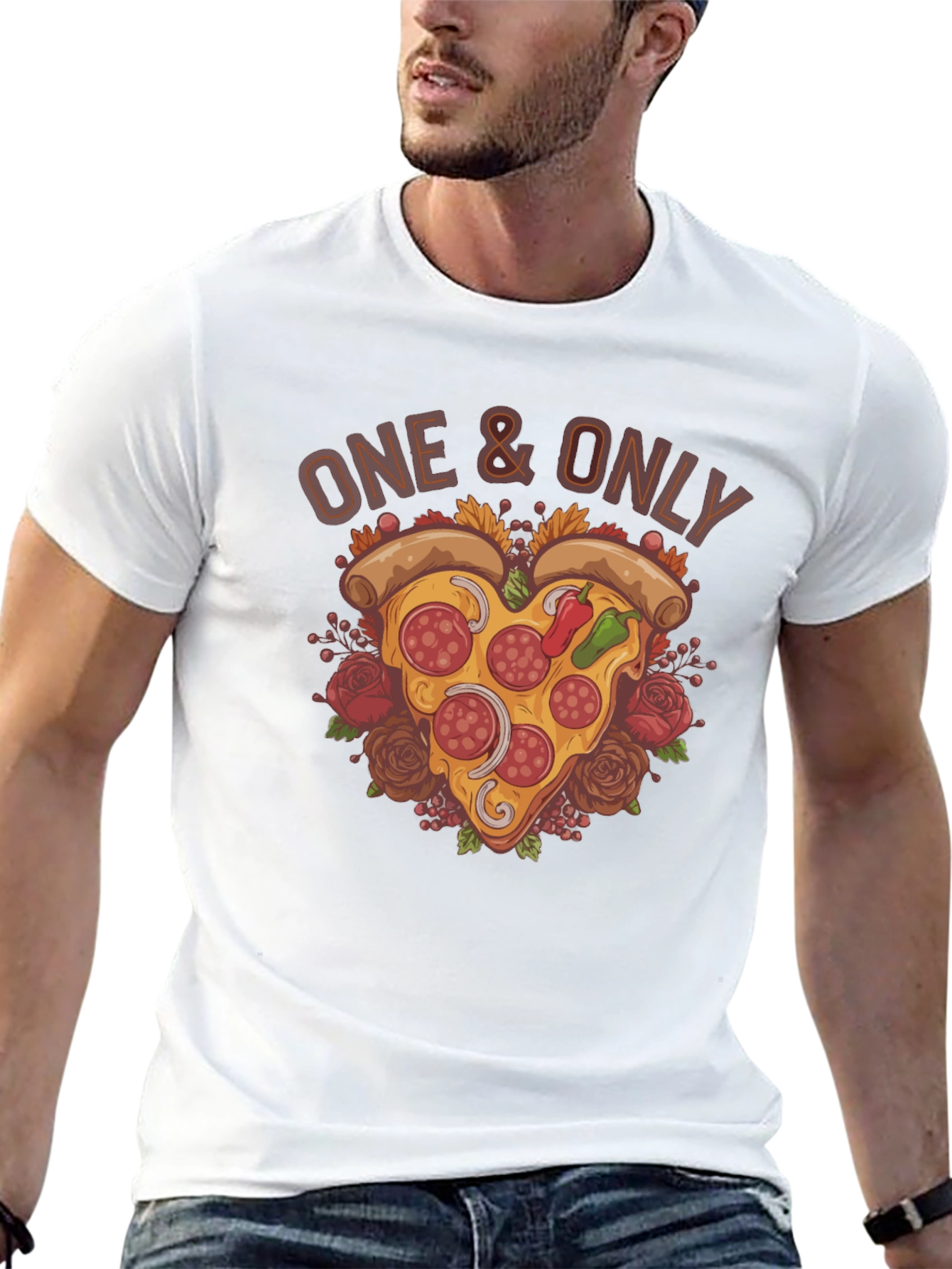 Black One & Only Pizza Heart Graphic T-Shirt view 13