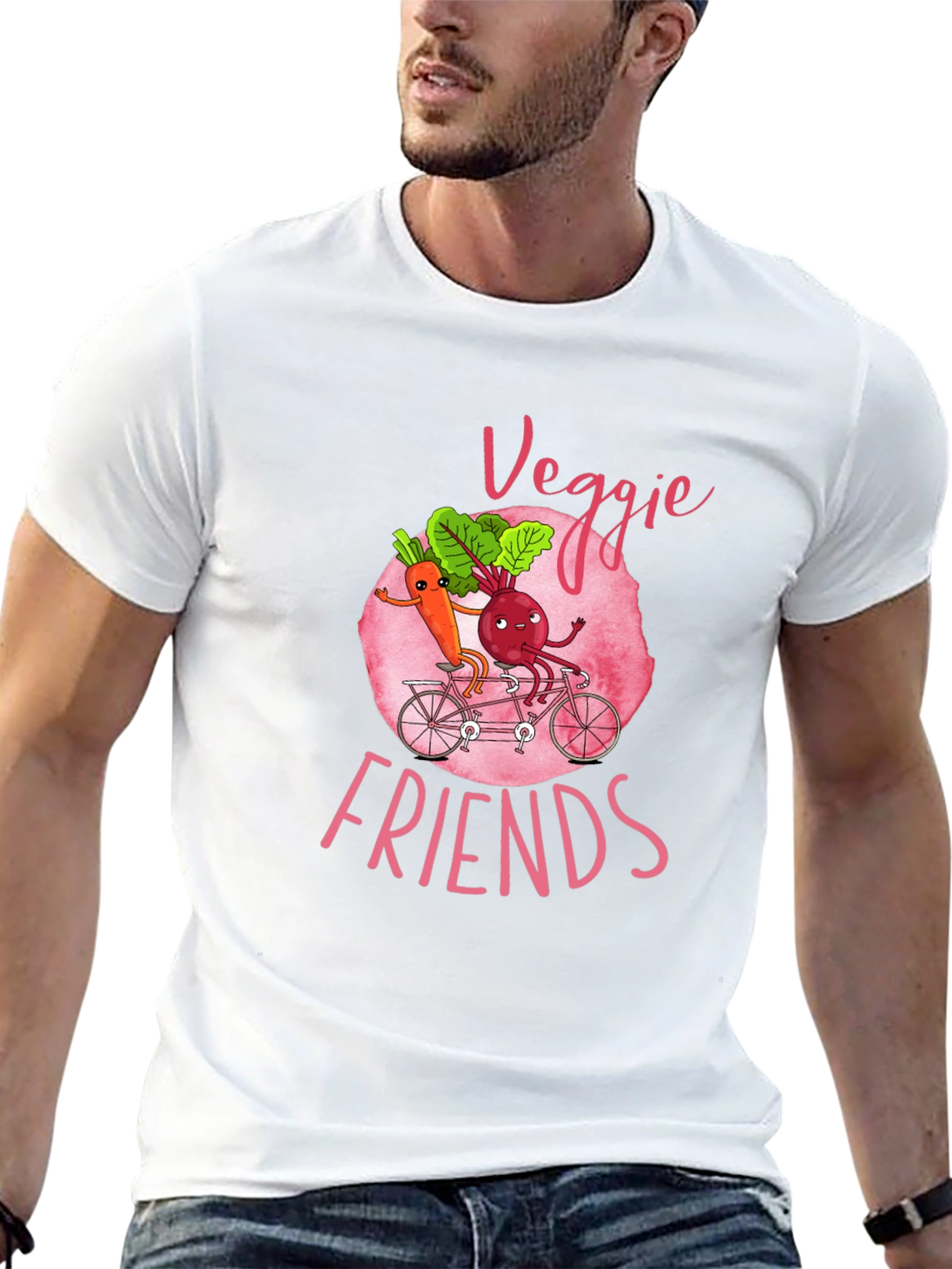 Black Veggie Friends Graphic T-Shirt - Cute Cartoon Design view 13