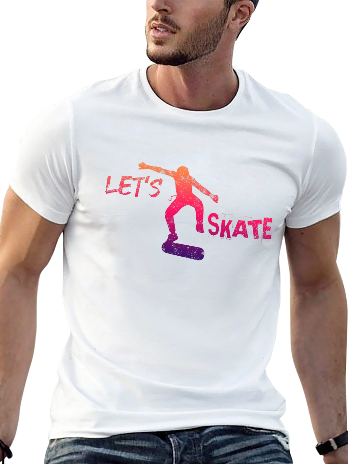 Black Let's Skate T-Shirt - Cool Skater Tee view 13