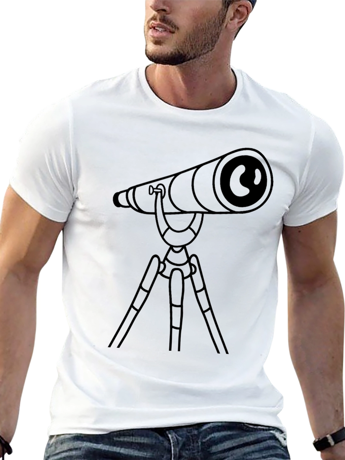 Black Telescope Graphic Tee - Explore the Universe in Style view 13
