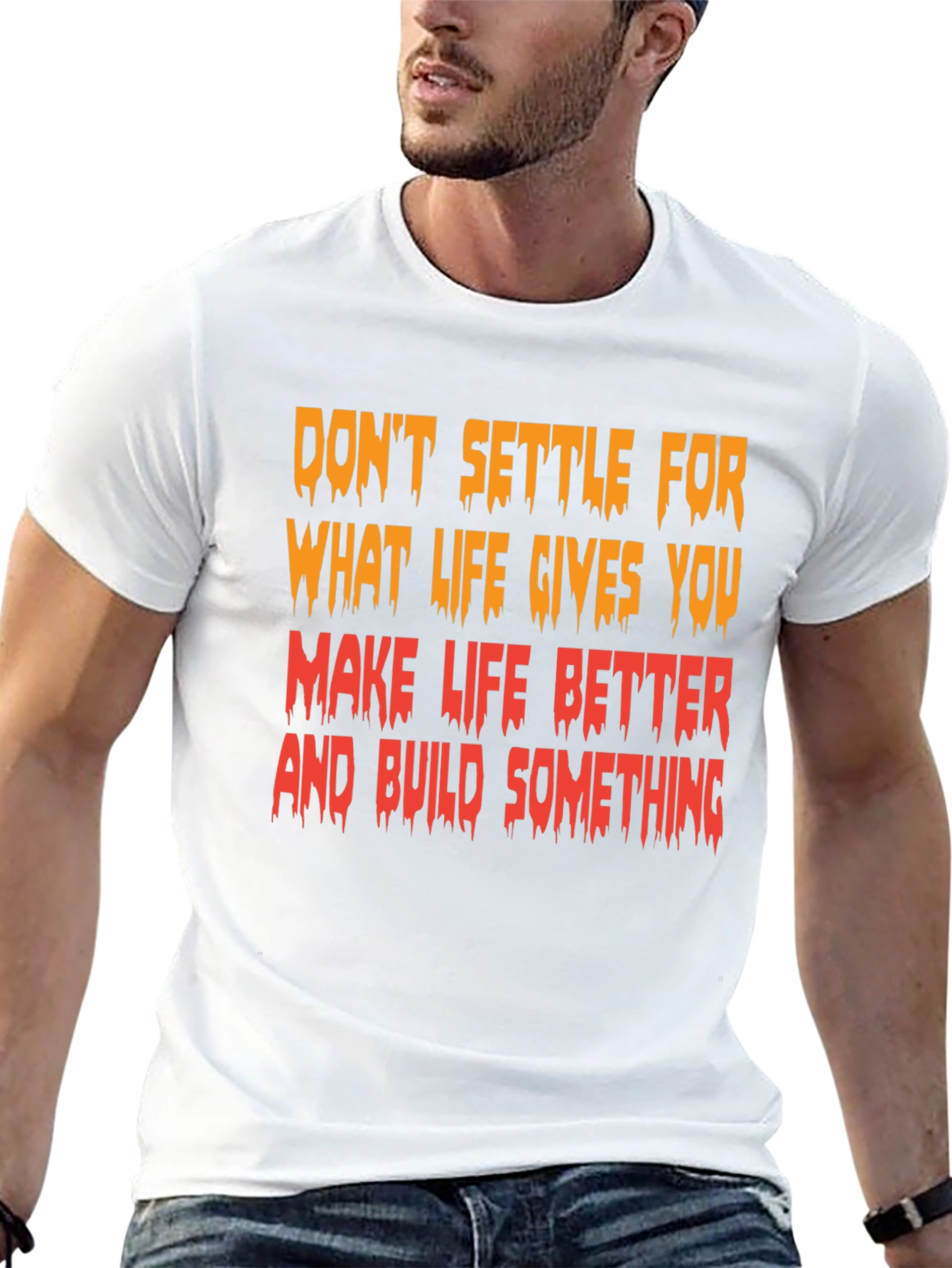 Black Motivational Graphic T-Shirt - "Make Life Better" view 13