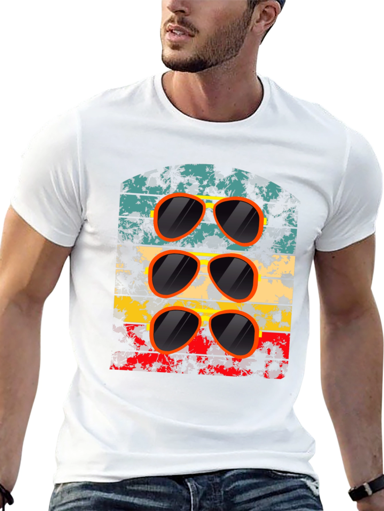 Black Retro Sunglasses T-Shirt - Cool Vintage Design view 13