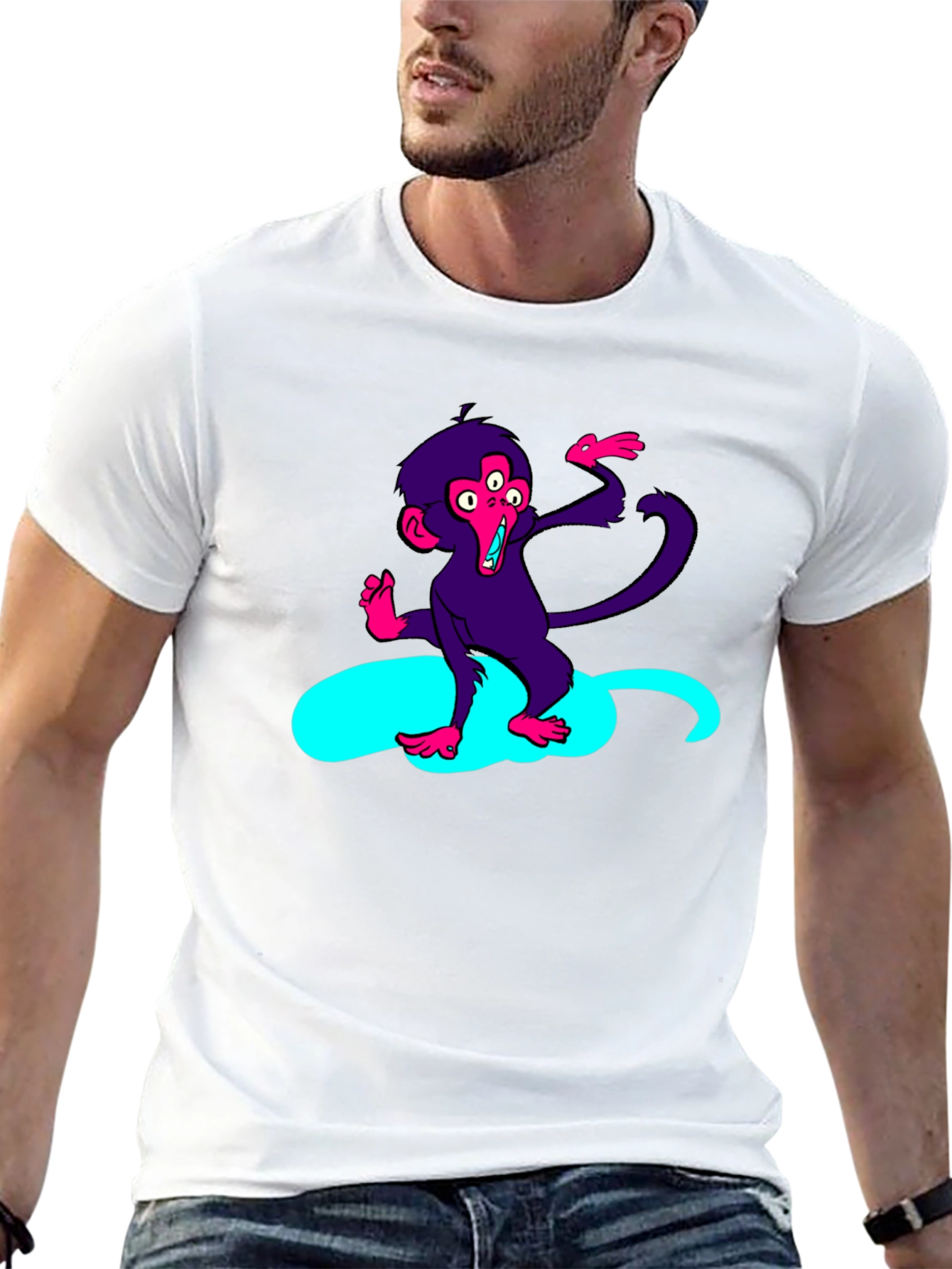 Black Three-Eyed Monkey Graphic Tee - Black Cotton T-Shirt view 13