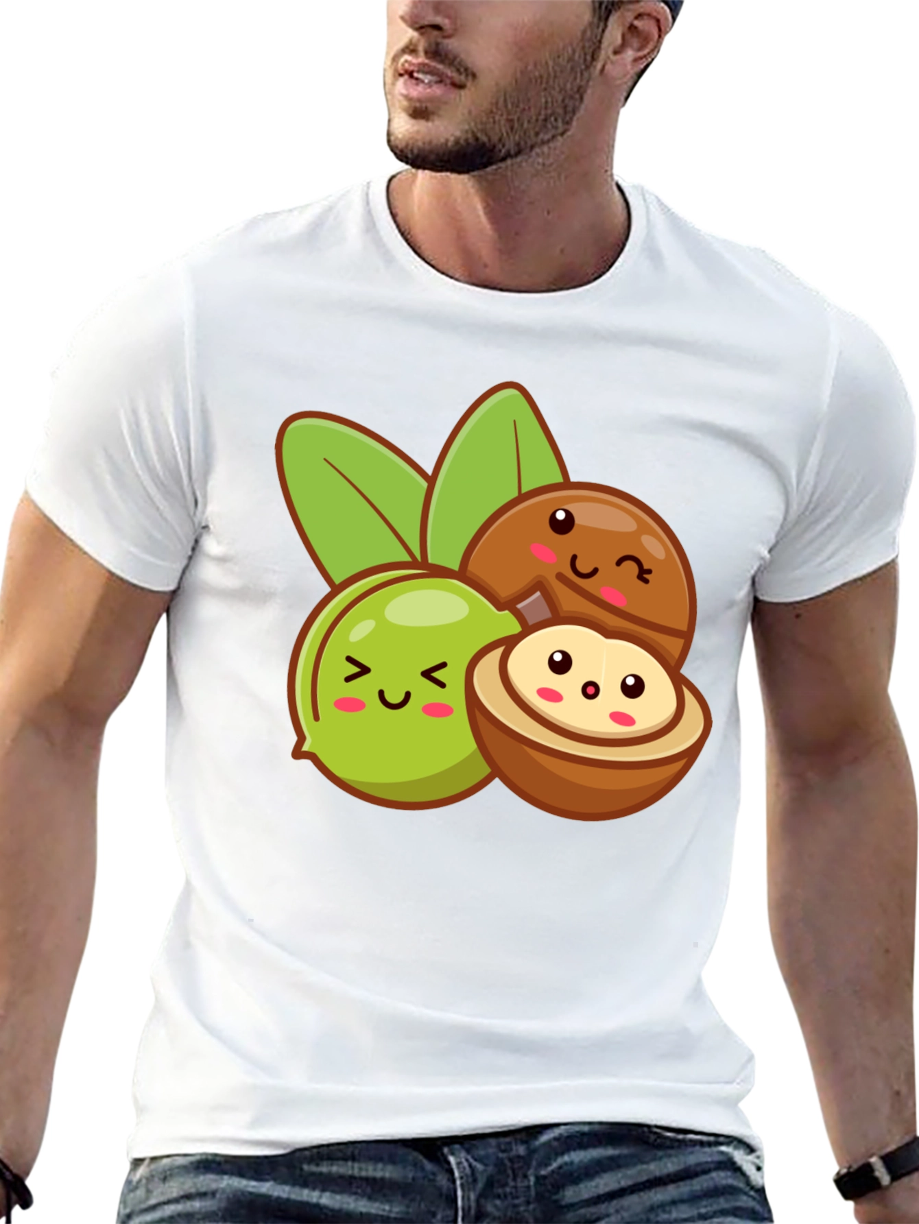 Black Cute Kawaii Macadamia Nut T-Shirt view 13