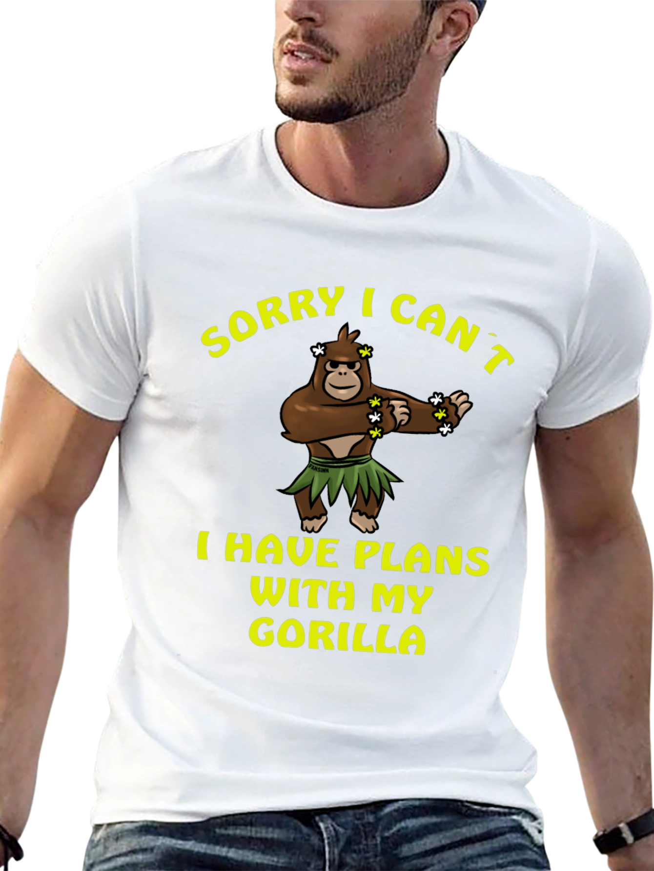 Black Sorry I Can't, Gorilla T-Shirt view 13