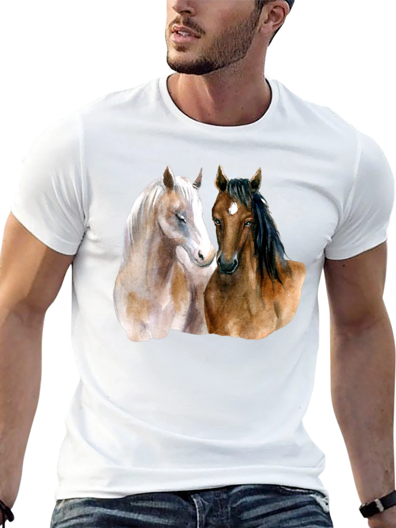 Black Horse Lover's T-Shirt: Artistic Equestrian Design view 13