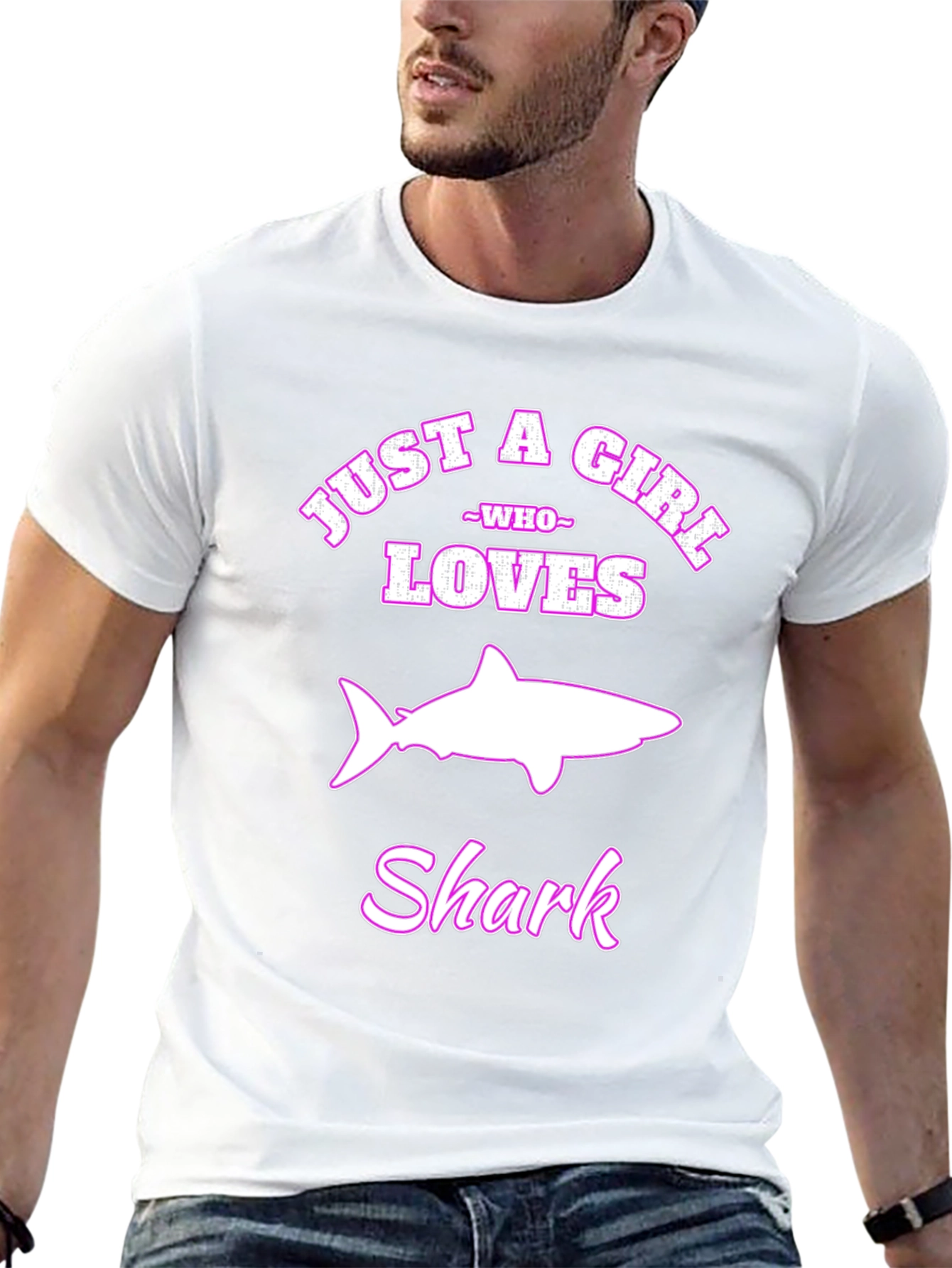 Black Just a Girl Who Loves Sharks T-Shirt view 13