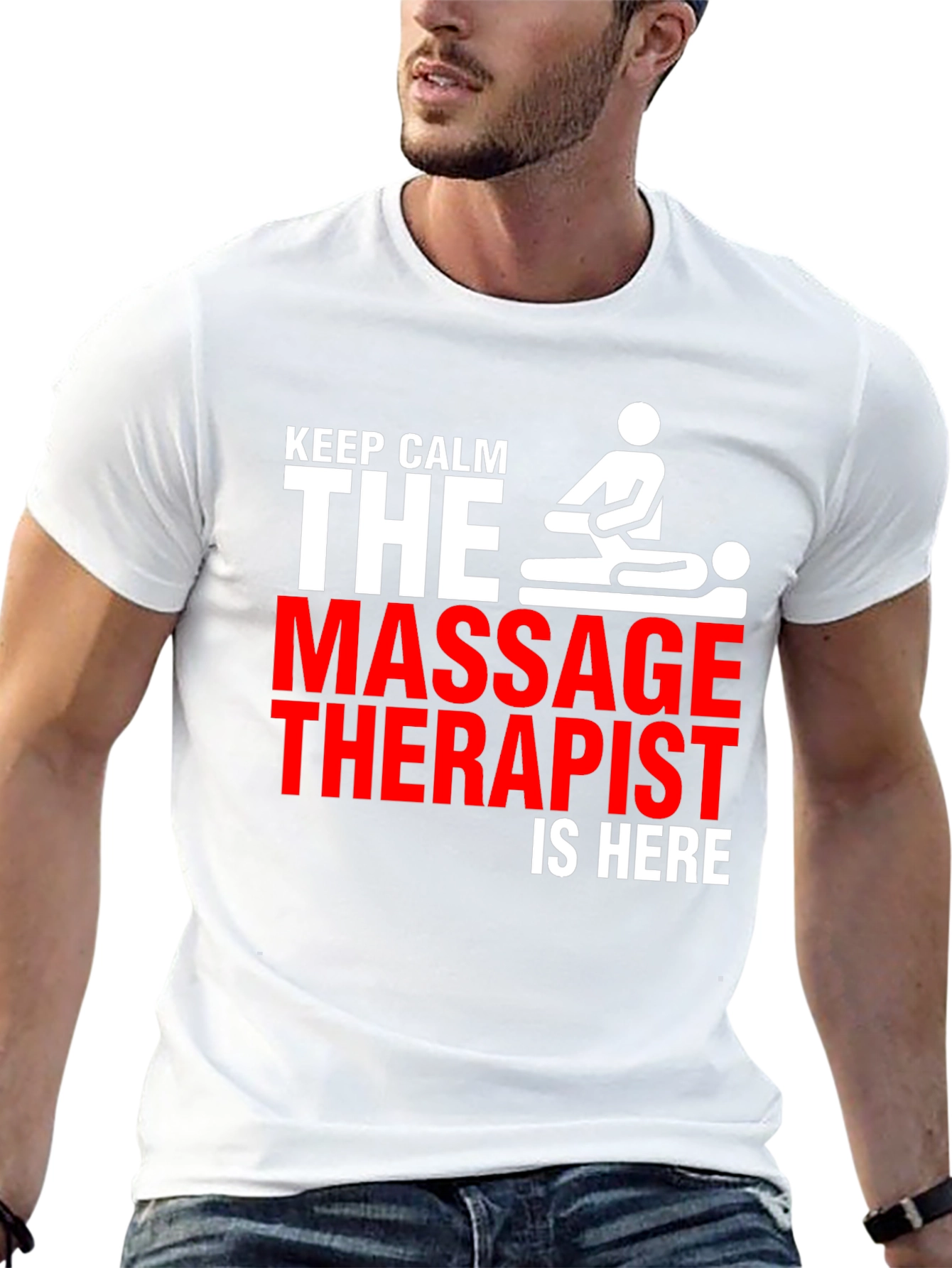 Black Keep Calm Massage Therapist T-Shirt view 13