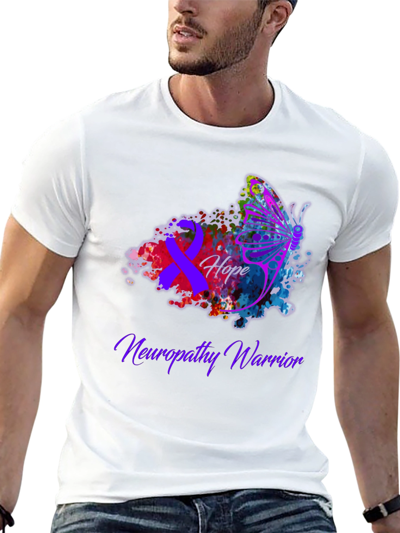 Neuropathy Warrior Butterfly Hope Awareness T-Shirt - 13