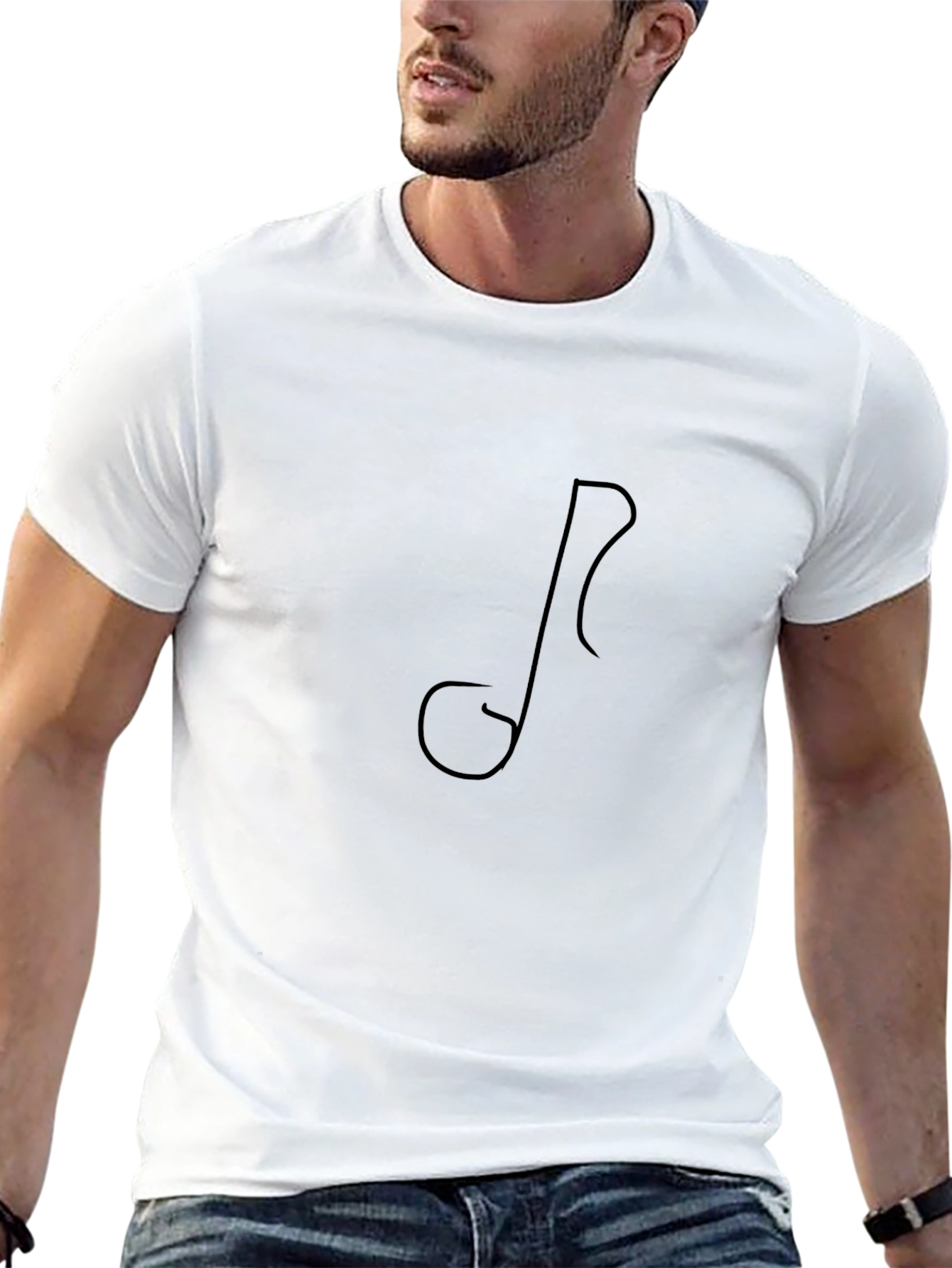 Black Minimalist Music Note Black T-Shirt view 13