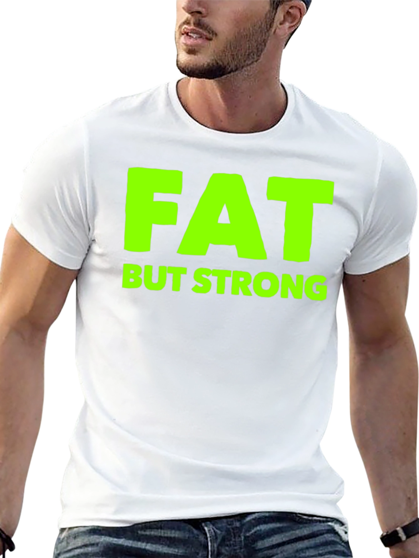 Black Fat But Strong Graphic Tee - Black view 13