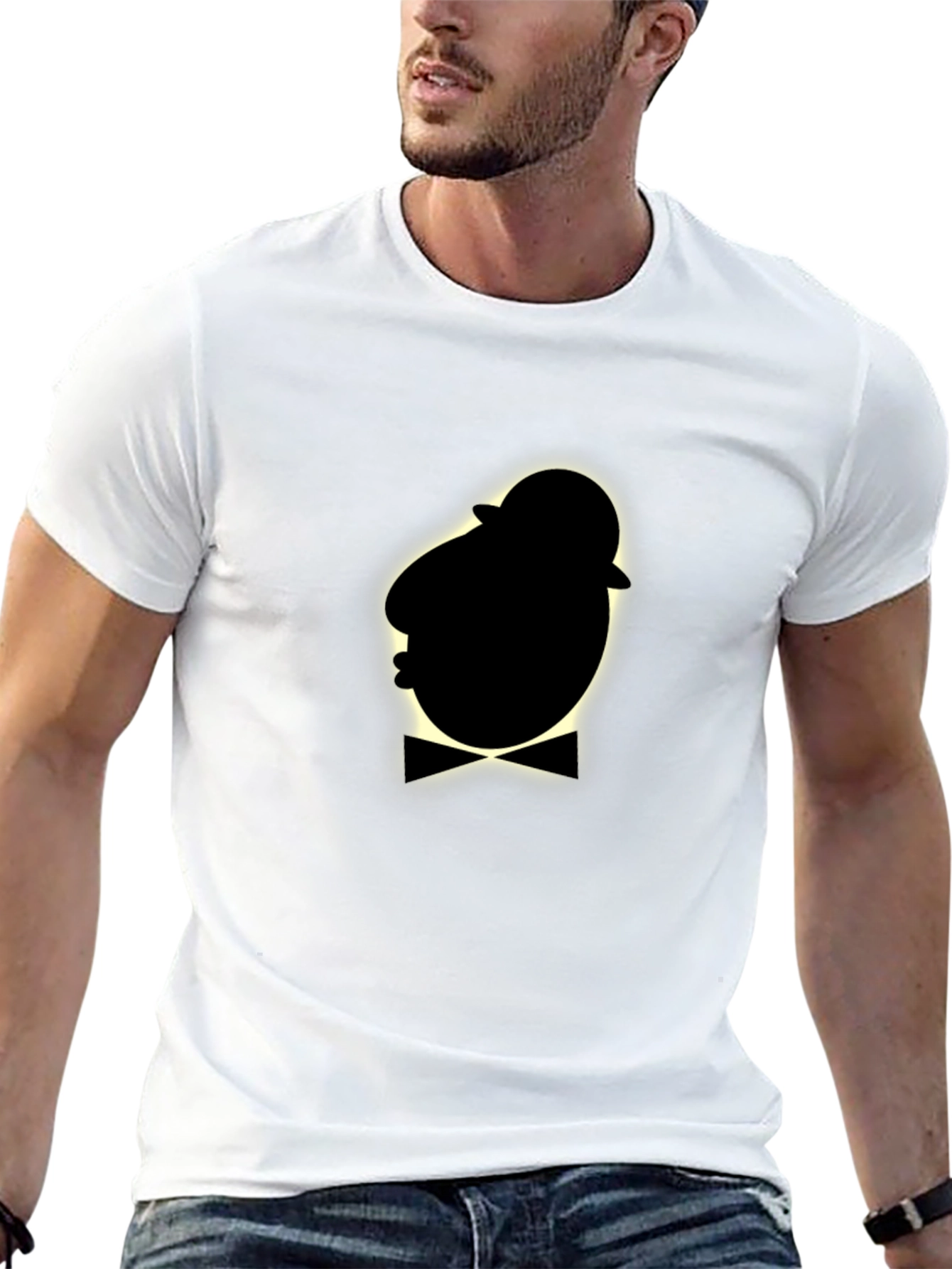 Black Dapper Ghost Silhouette Black T-Shirt view 13