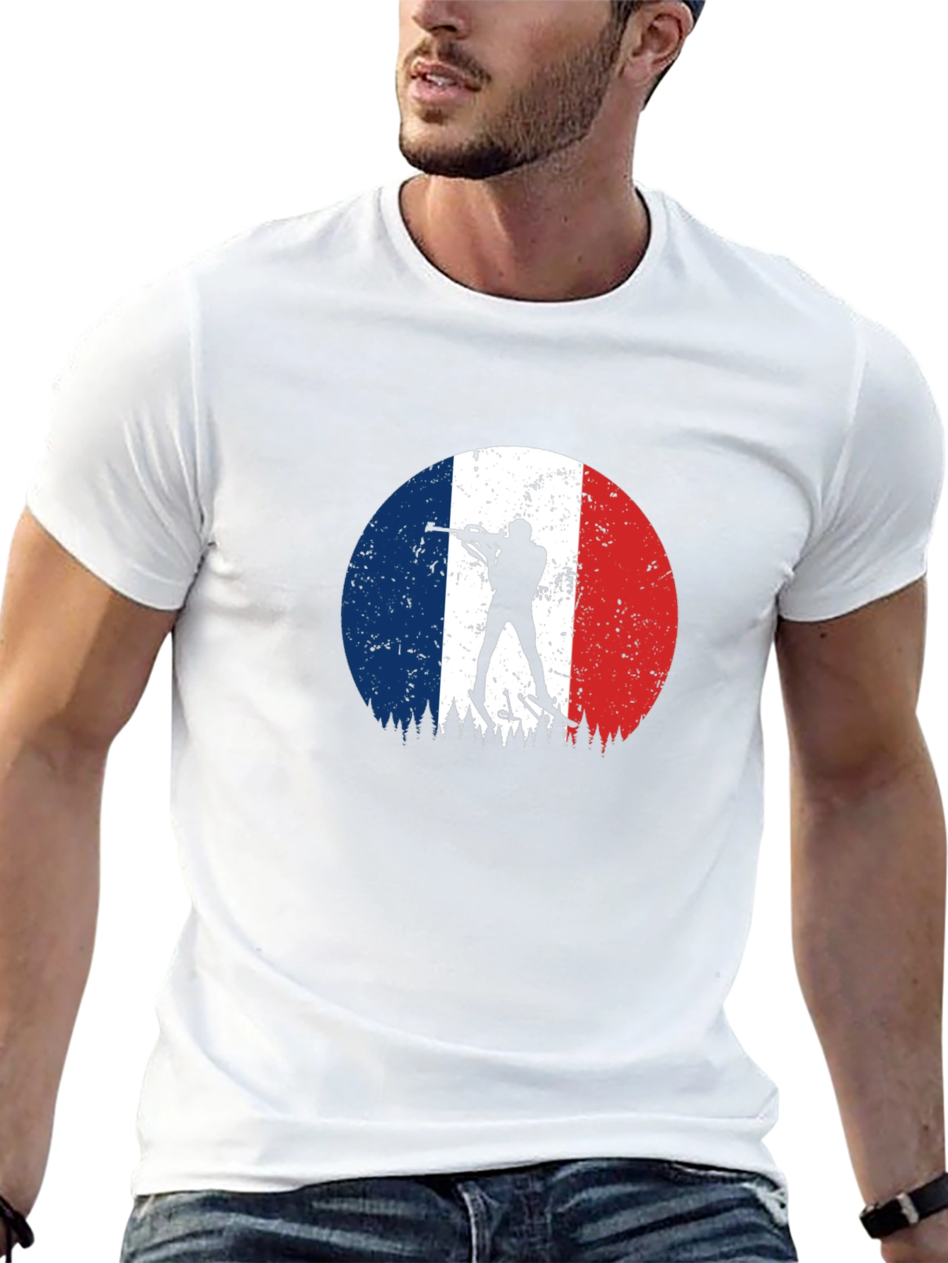 Black Biathlon France Flag Black T-Shirt view 13