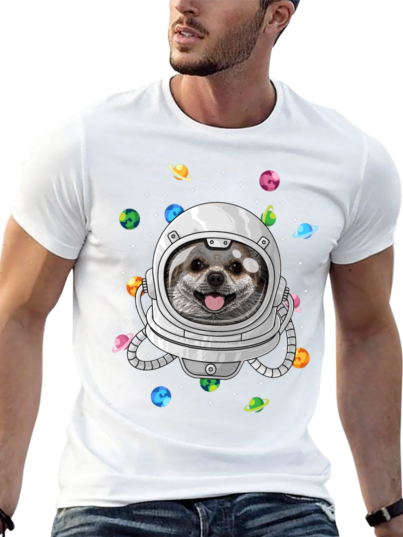 Black Dog Astronaut T-Shirt - Space Pup Tee view 13