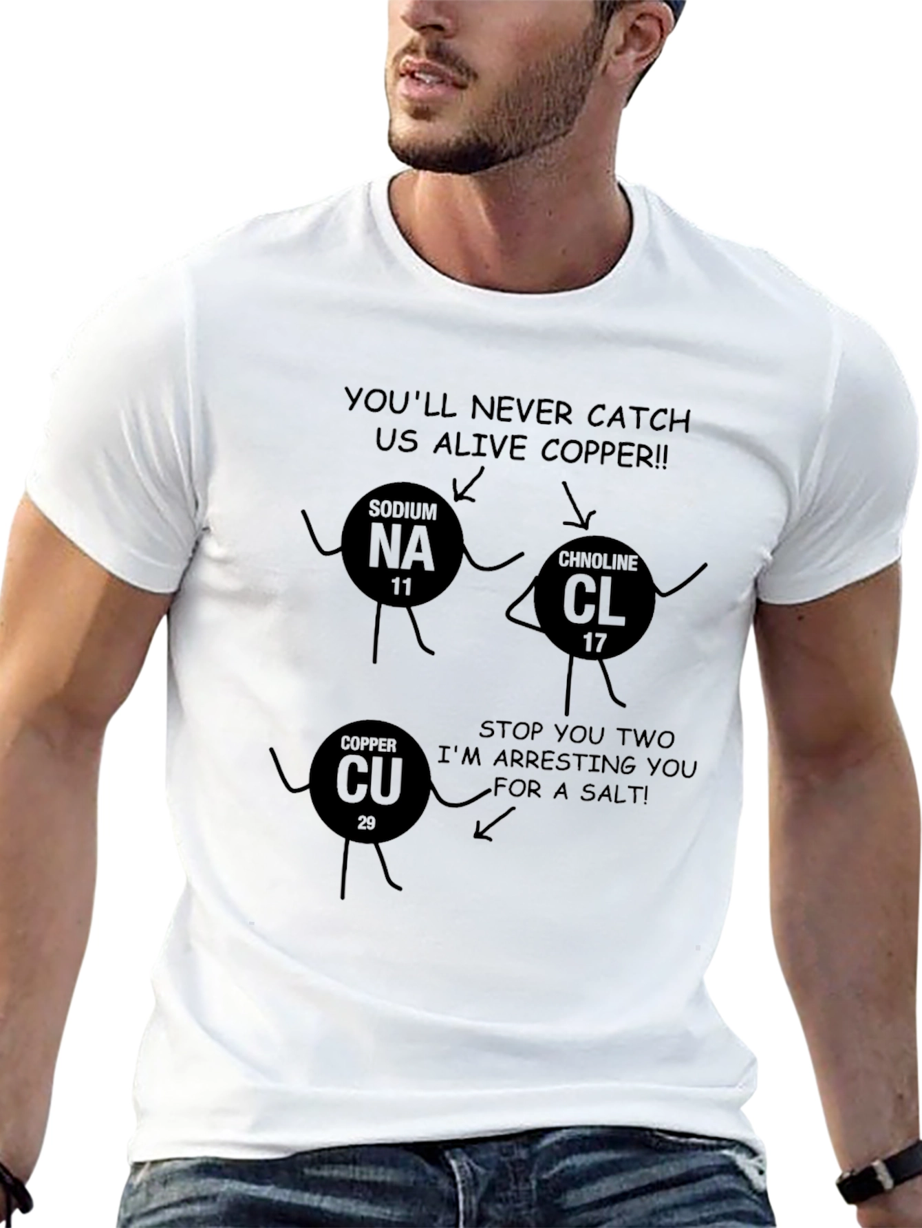 Black Funny Chemistry T-Shirt - You'll Never Catch Us Alive Copper view 13