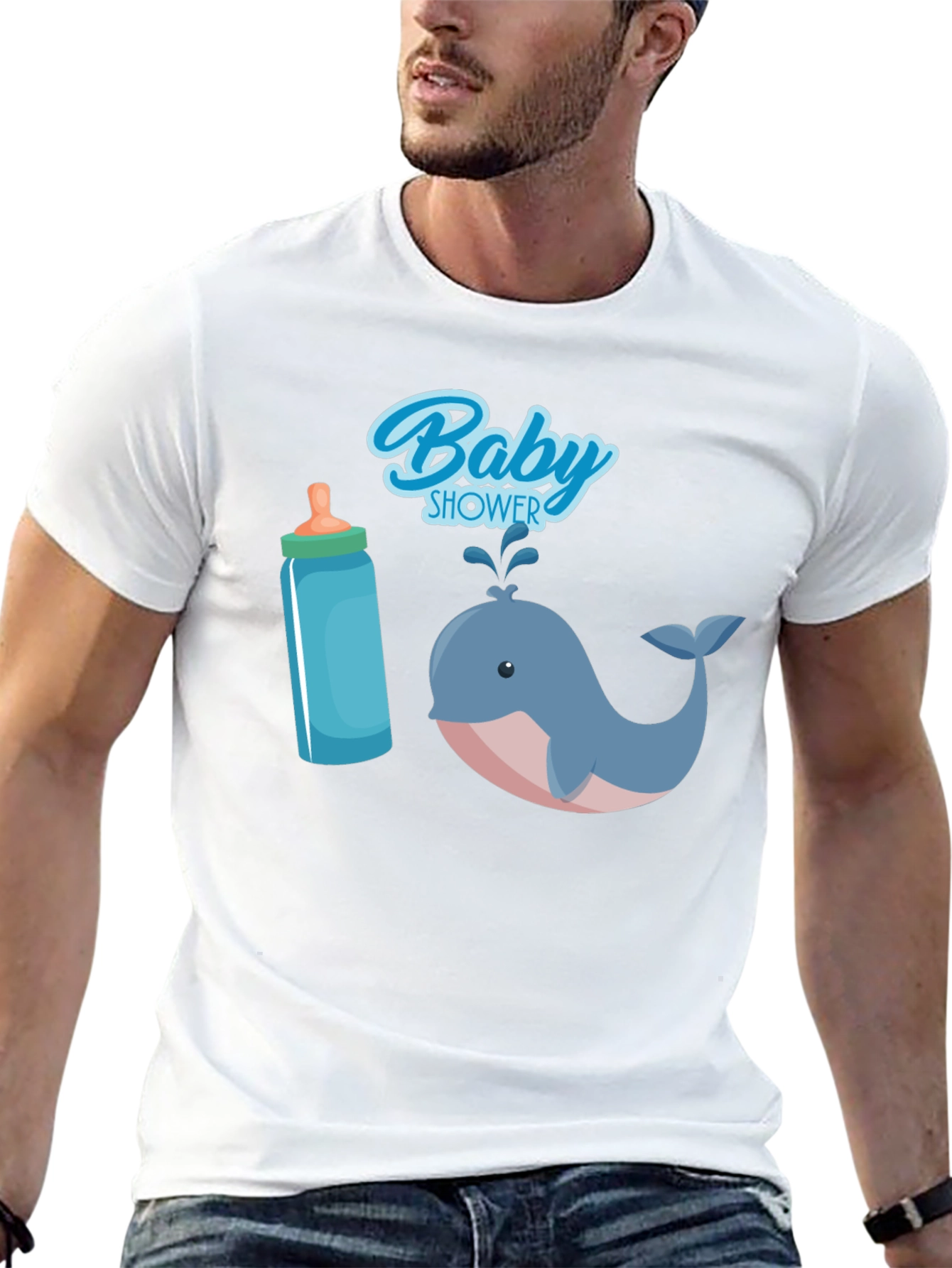 Black Baby Shower Whale T-Shirt view 13