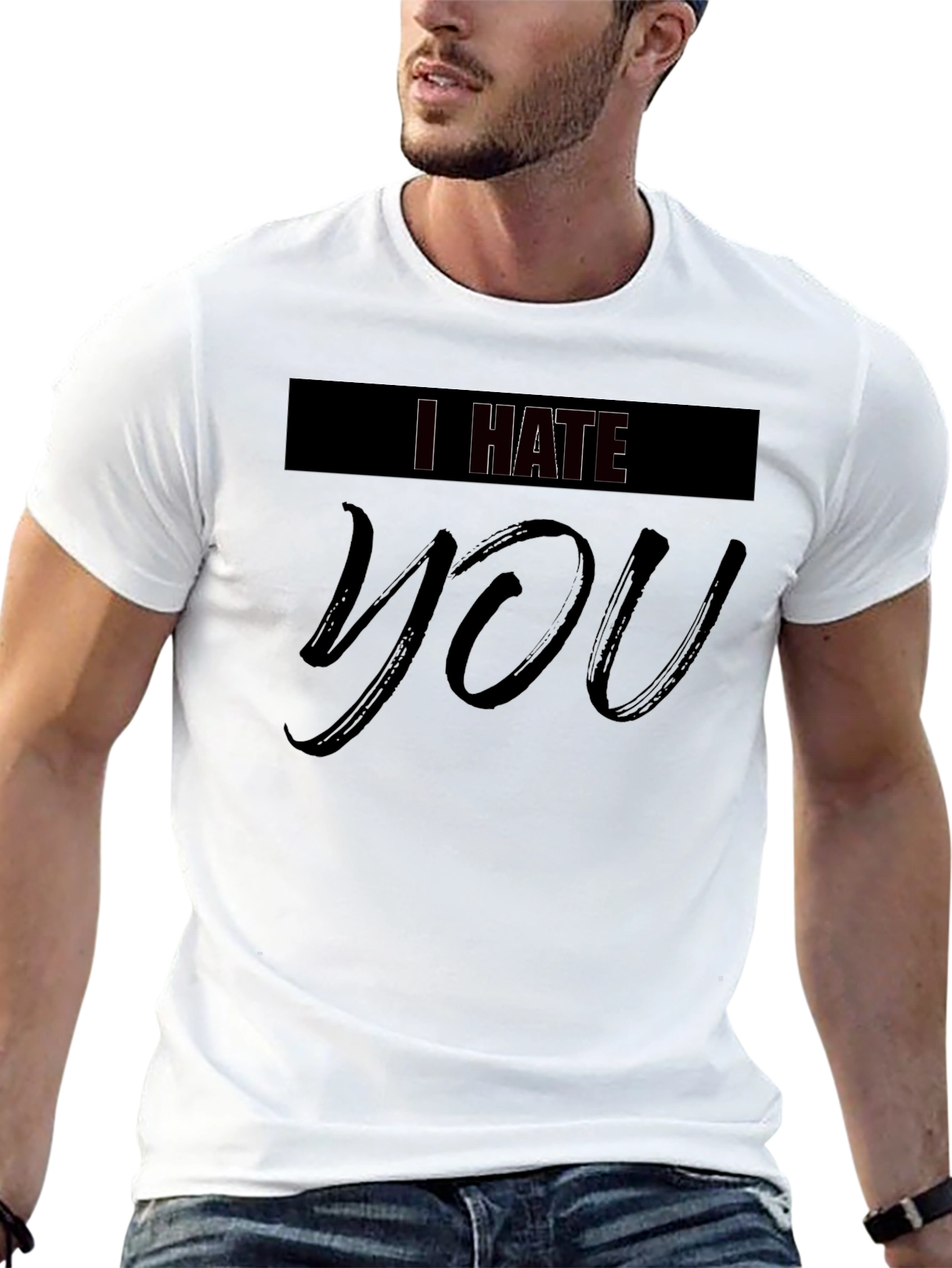 Black I Hate You Graphic Black Tee - Edgy Statement Shirt view 13