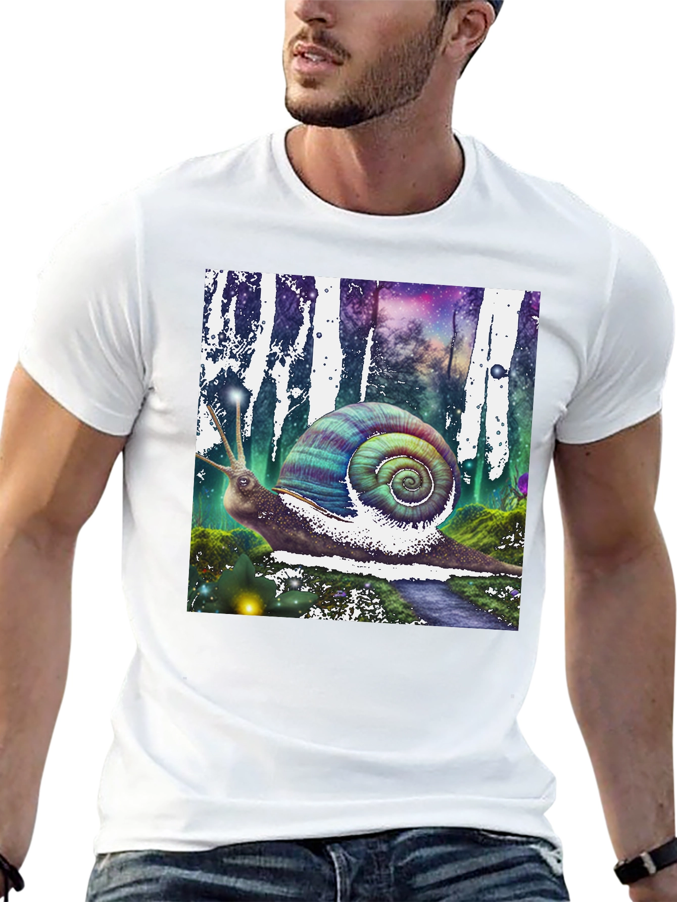Black Fantasy Snail Graphic Tee - Unique Design view 13