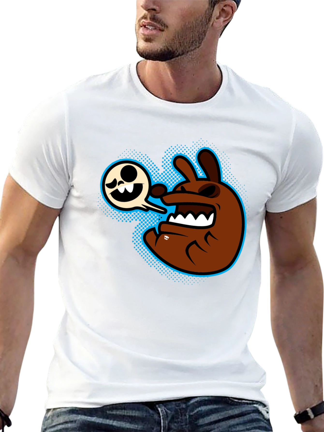 Black Cartoon Character Graphic T-Shirt - Men's Black Tee view 13