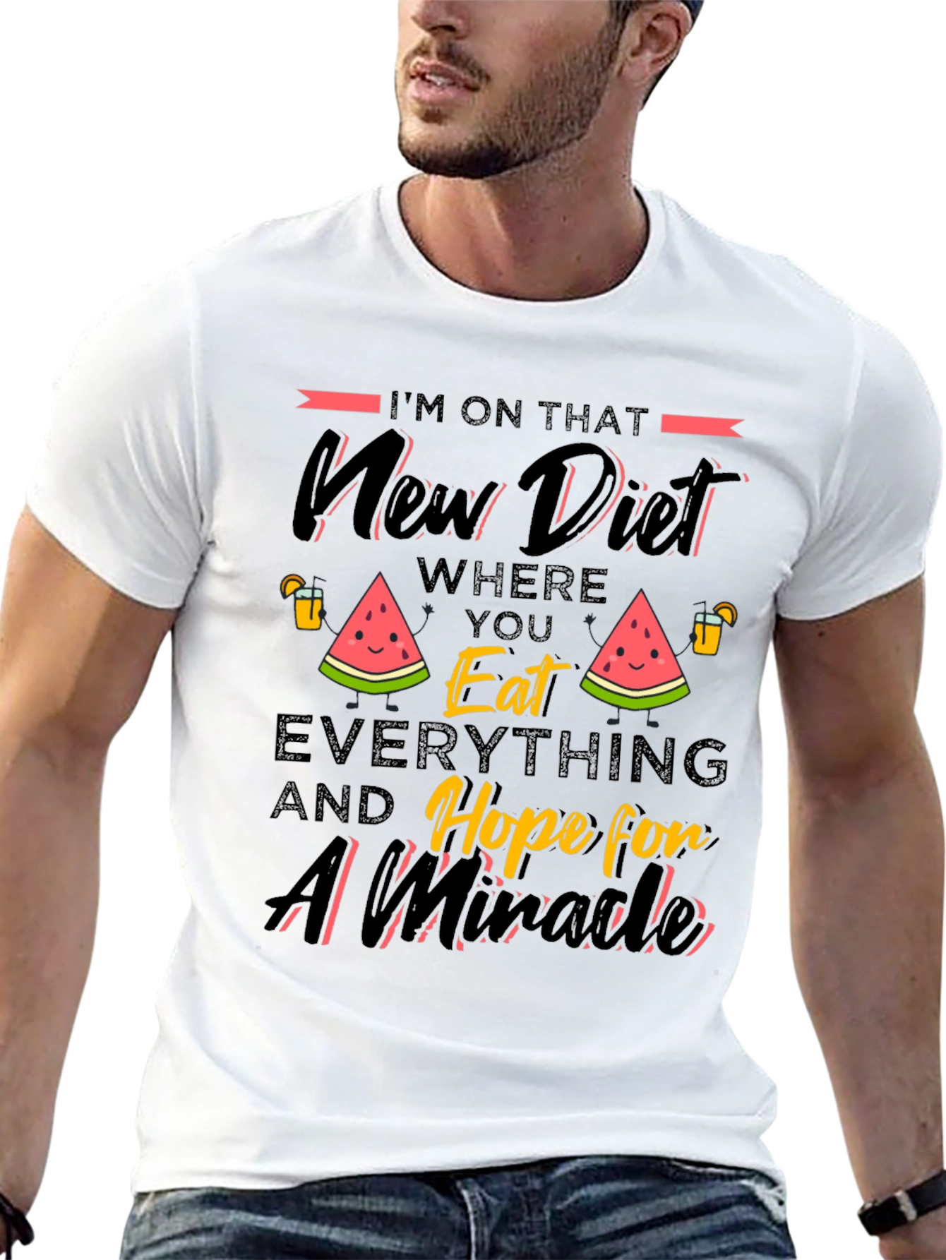 Black Funny Diet T-Shirt - Eat Everything and Hope view 13