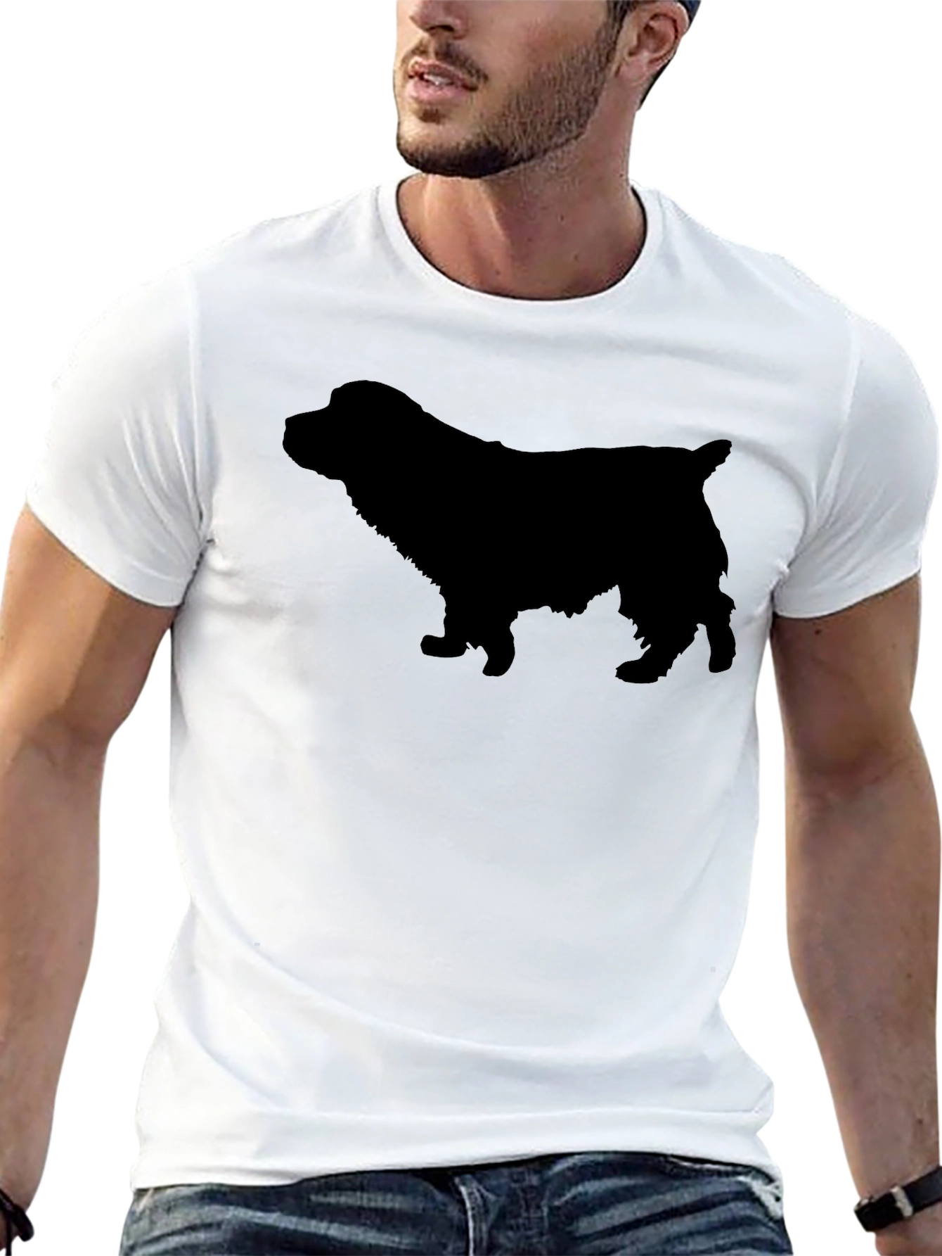 Black Black Spaniel Dog Silhouette T-Shirt view 13