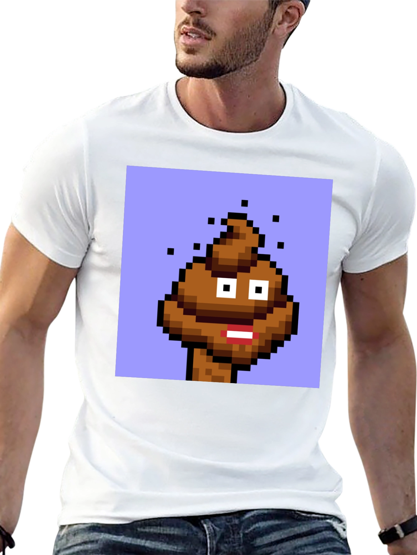 Black Pixel Poop Emoji Graphic Tee - Black Unisex T-Shirt view 13
