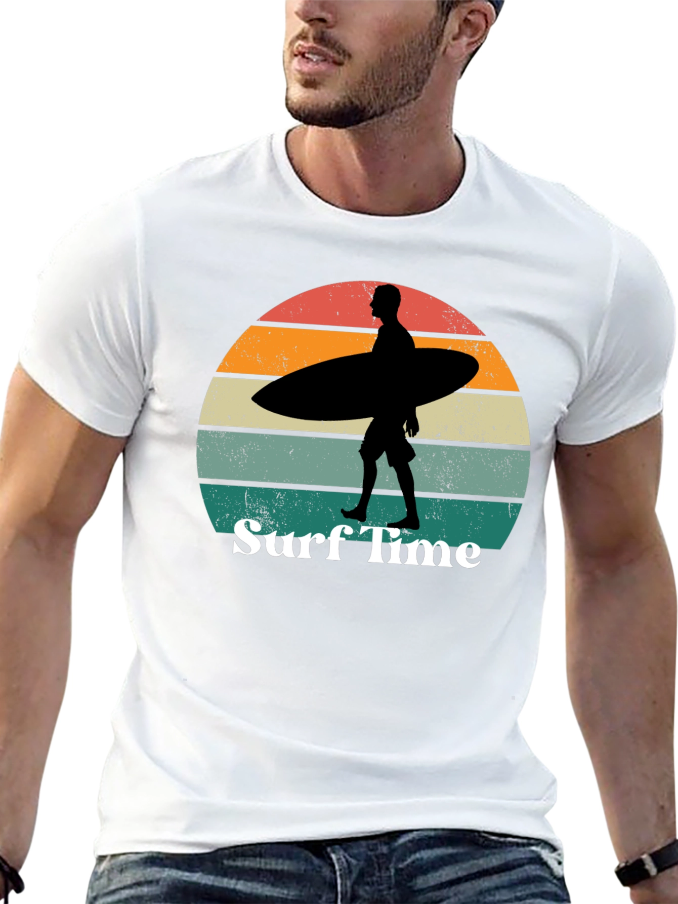 Surf Time Graphic Tee - Retro Sunset Surfer T-Shirt - 13