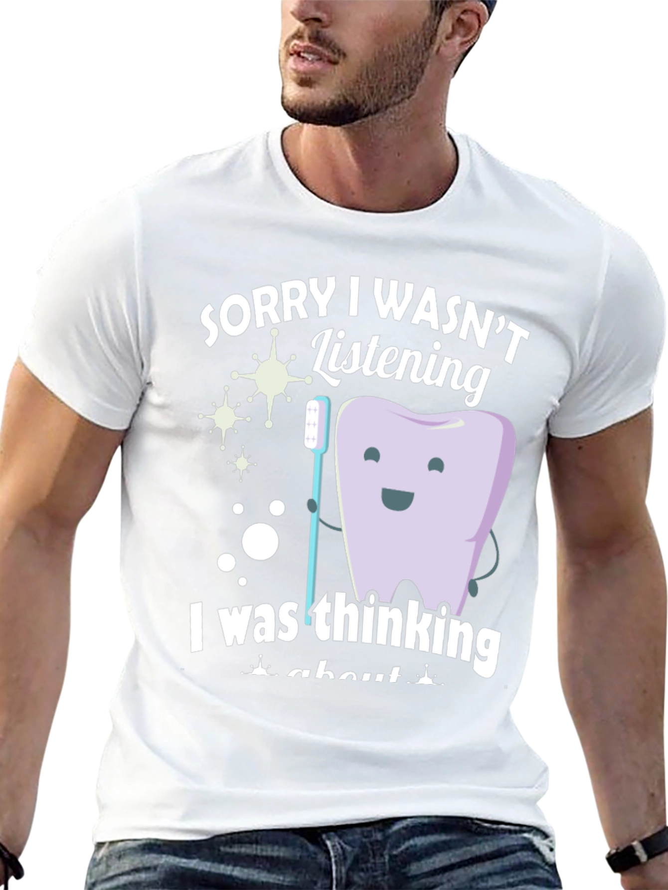 Black Funny Dentist T-Shirt - Sorry I Wasn't Listening view 13