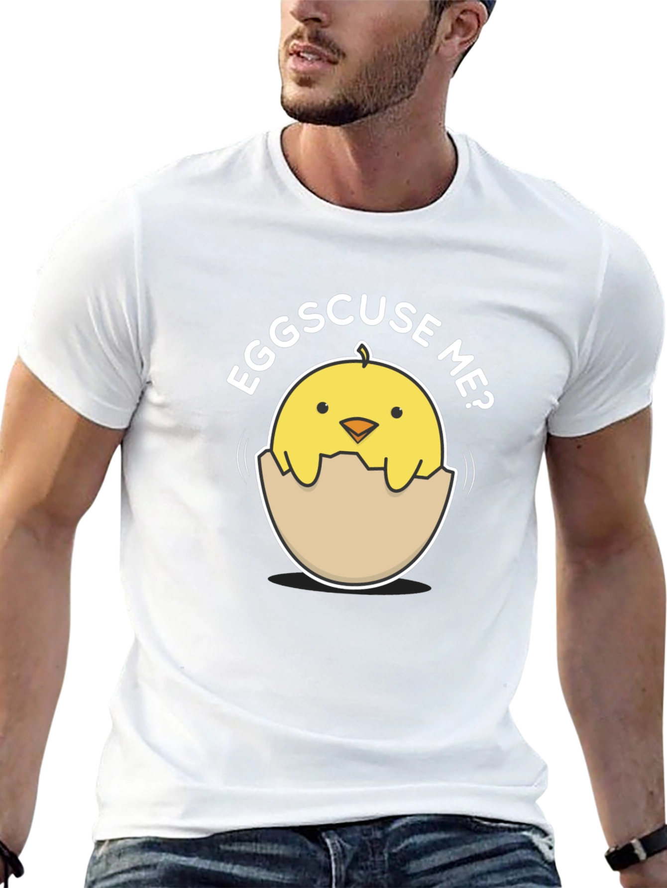 Black Funny Eggscuse Me Chick T-Shirt view 13