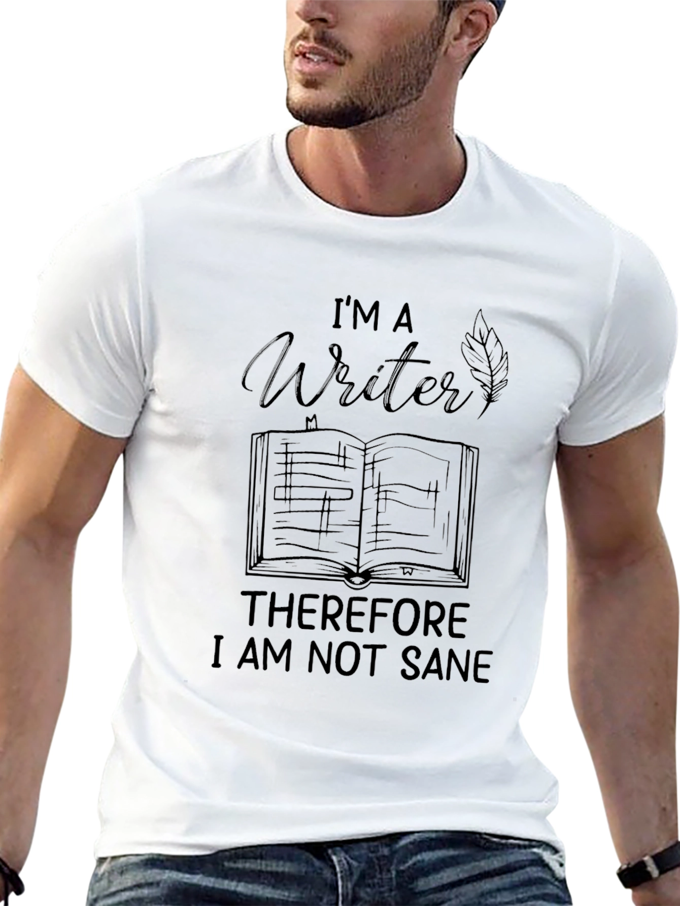 Black I'm A Writer, Therefore I Am Not Sane - Black Tee view 13