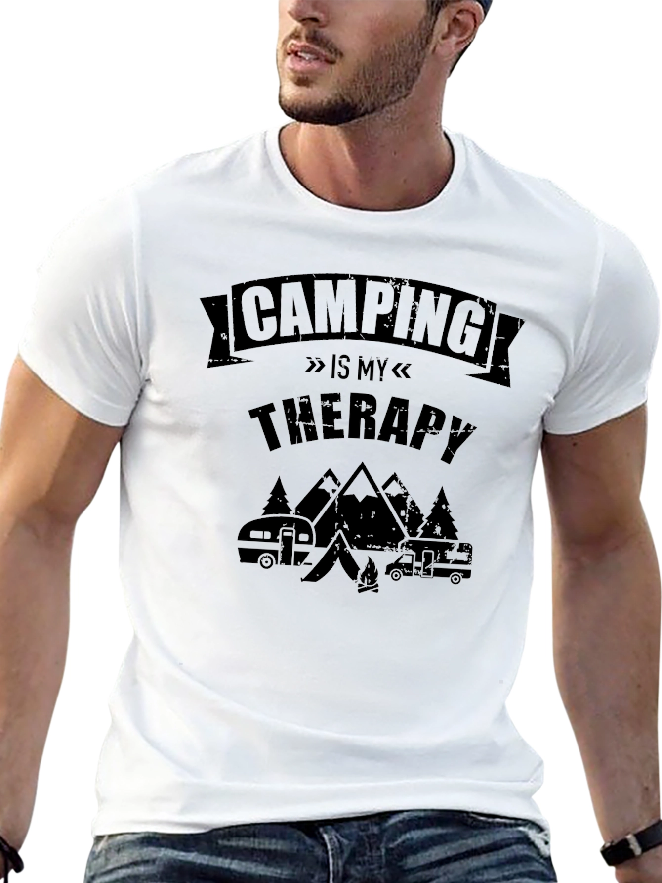 Black Camping is My Therapy Graphic T-Shirt view 13
