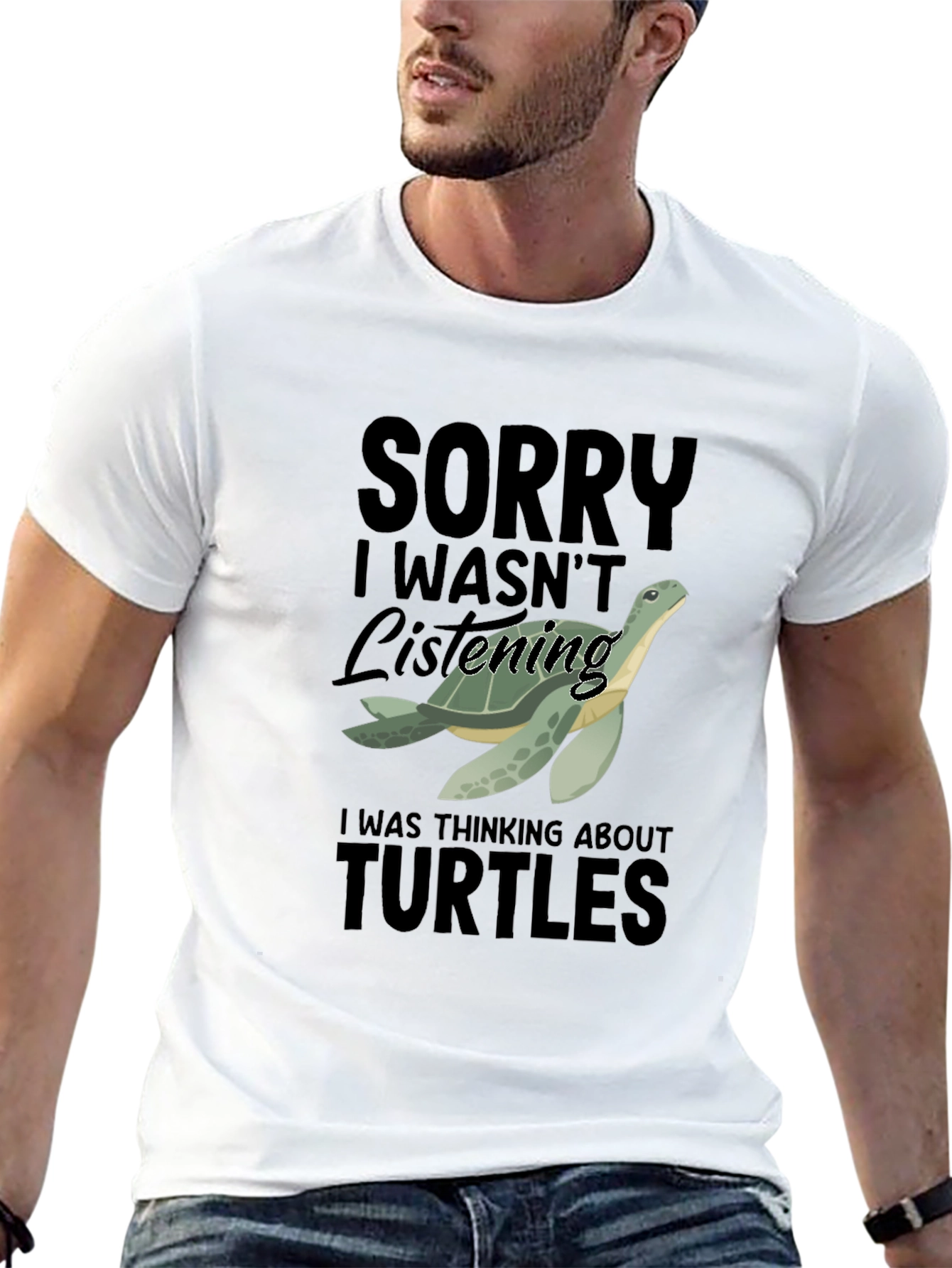 Black Funny Turtle T-Shirt - Sorry Wasn't Listening view 13