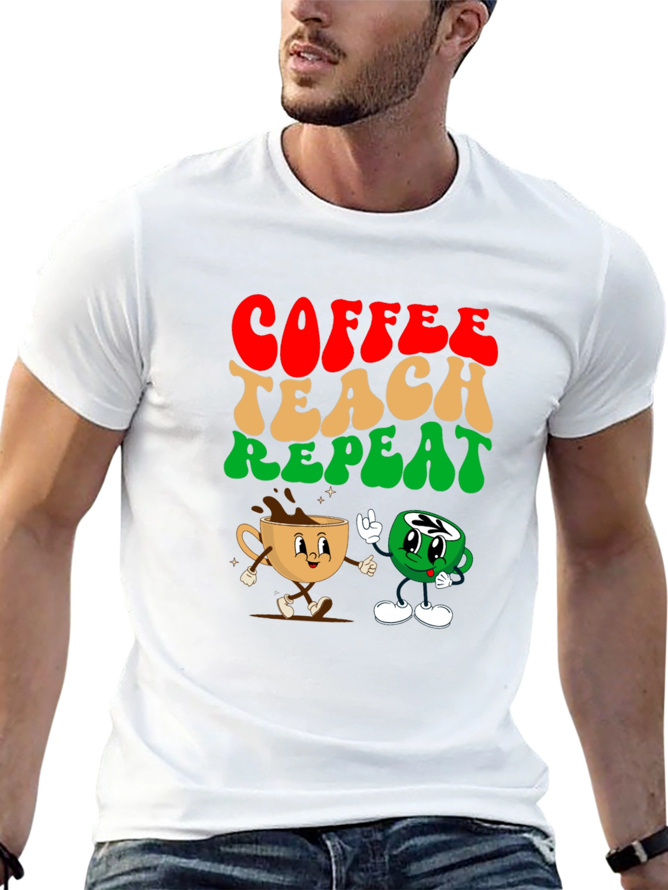 Black Coffee Teach Repeat Graphic Tee - Teacher's Essential view 13