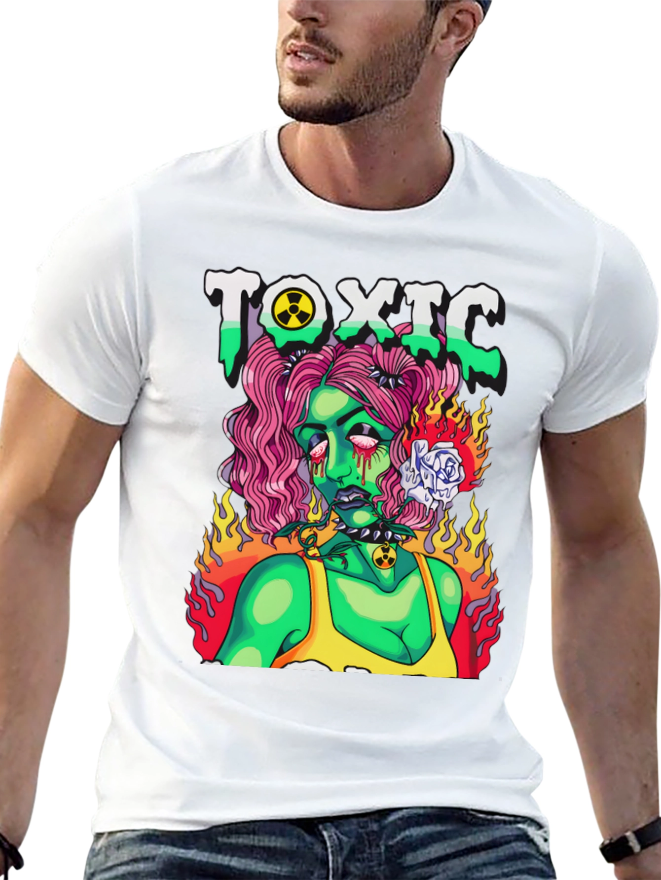 Black Toxic Zombie Girl Graphic T-Shirt view 13