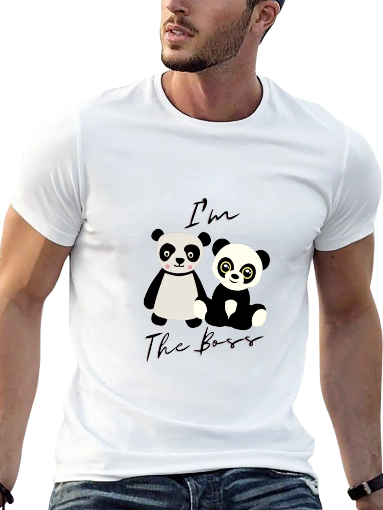 Black I'm The Boss Panda Graphic T-Shirt view 13