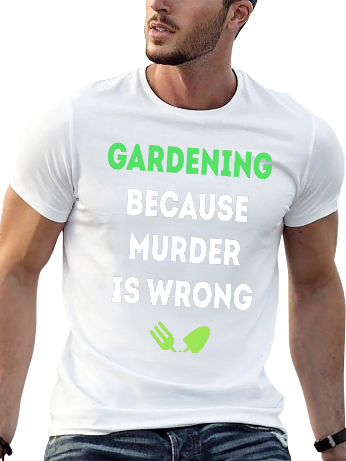 Black Gardening Because Murder Is Wrong T-Shirt view 13