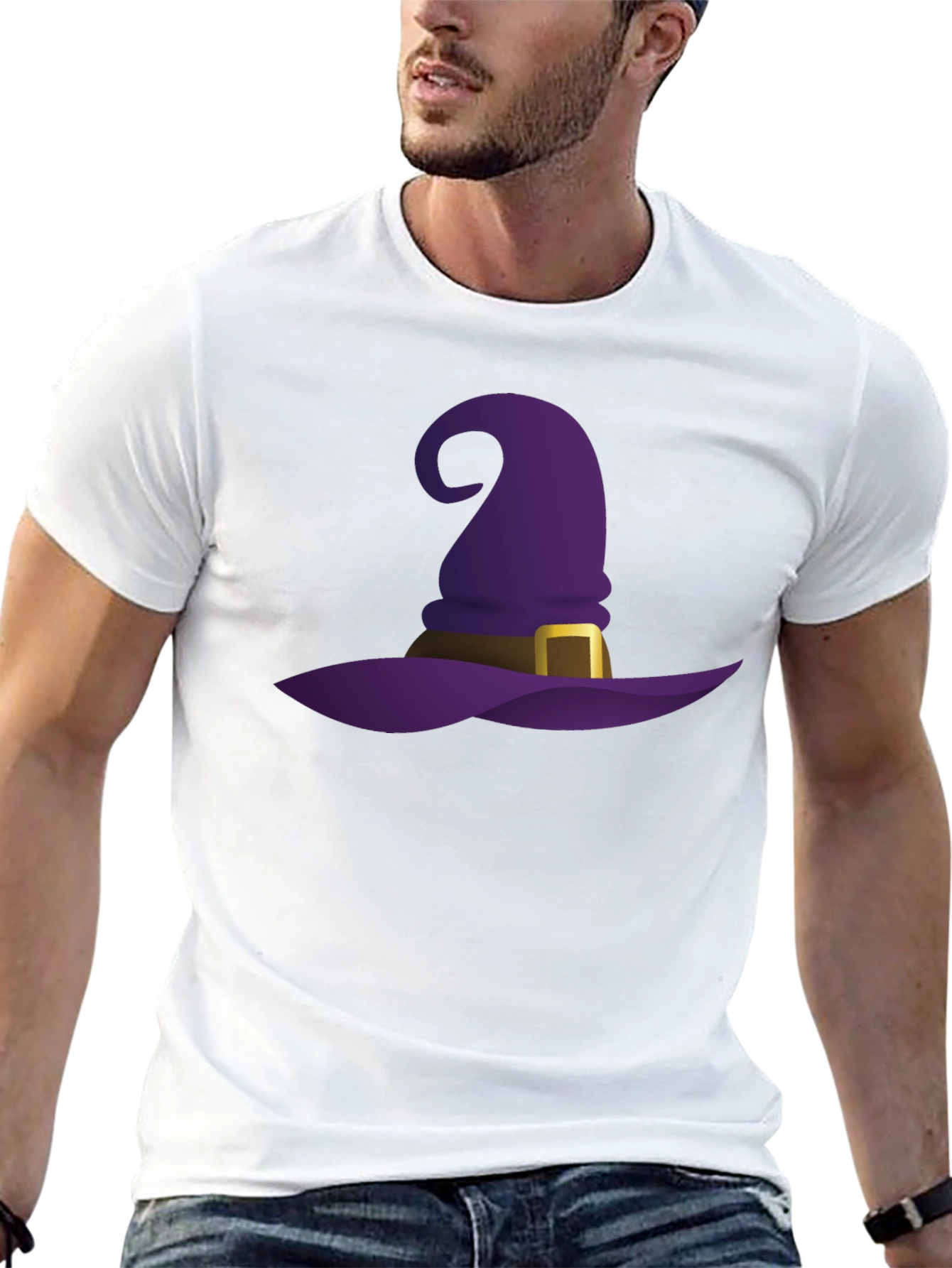 Black Halloween Witch Hat Graphic Tee - Spooky Style view 13