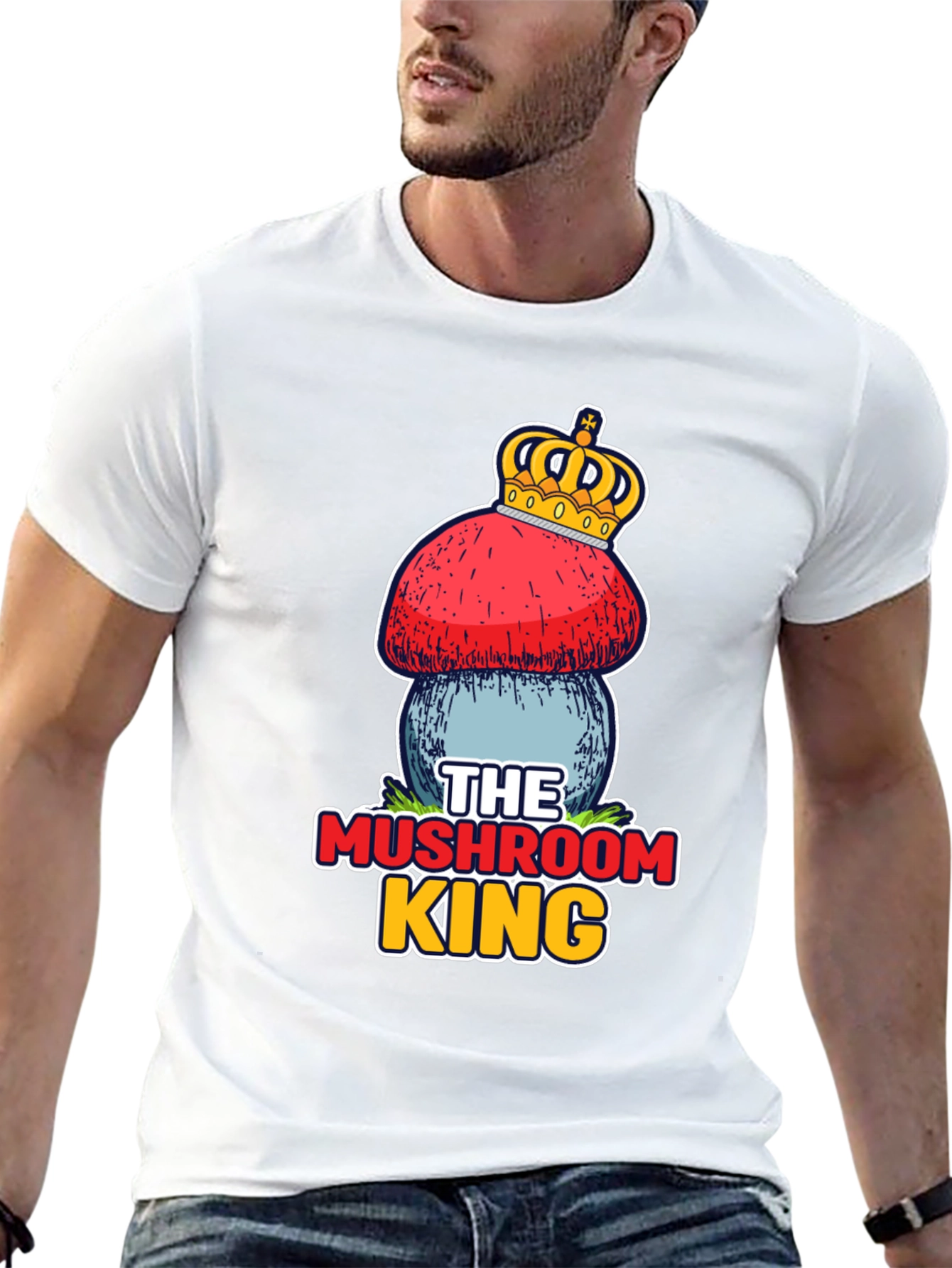 Black Mushroom King T-Shirt - Unique Graphic Tee view 13