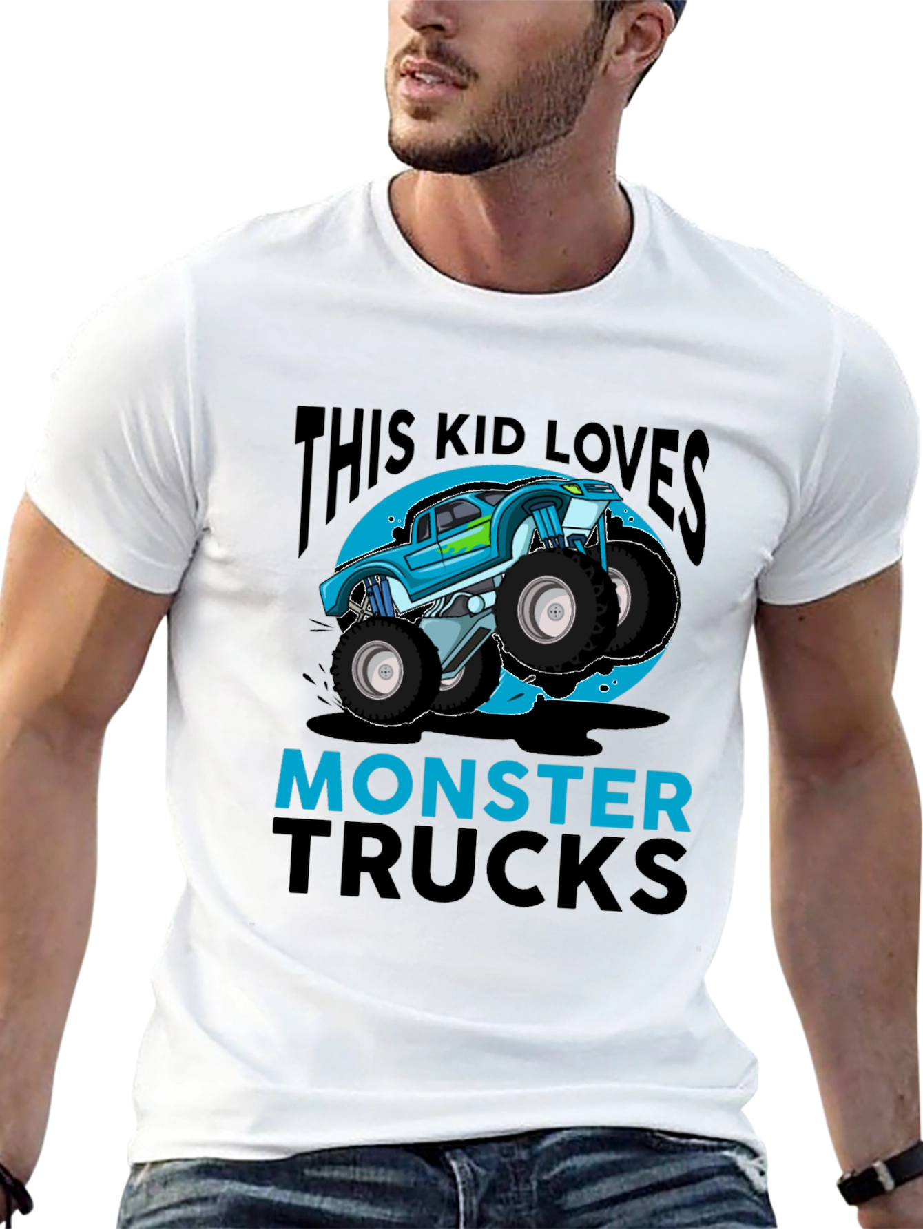 Kids' Monster Truck T-Shirt - Blue Graphic Design - 13