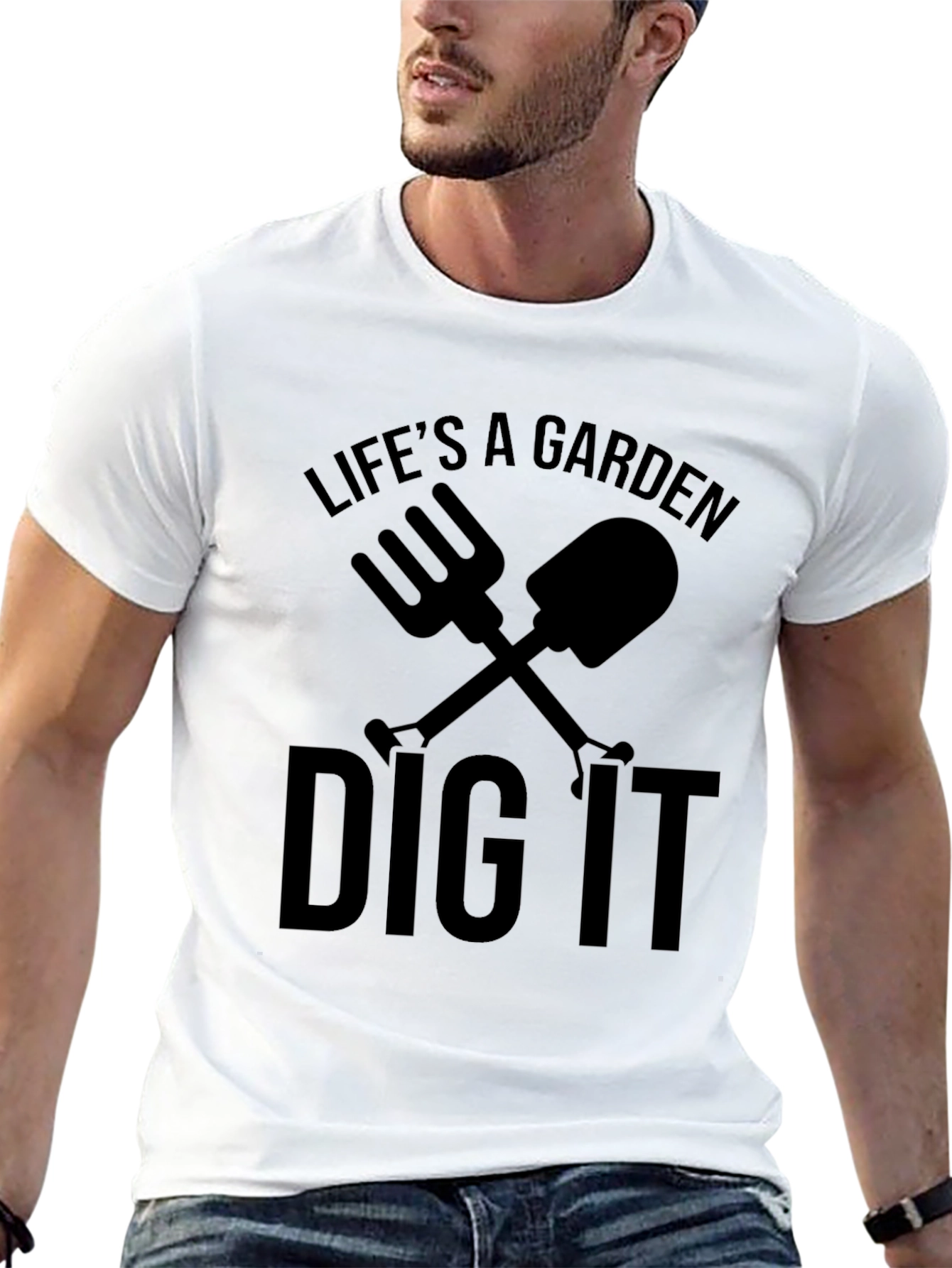 Black Life's a Garden Dig It Men's Black T-Shirt view 13