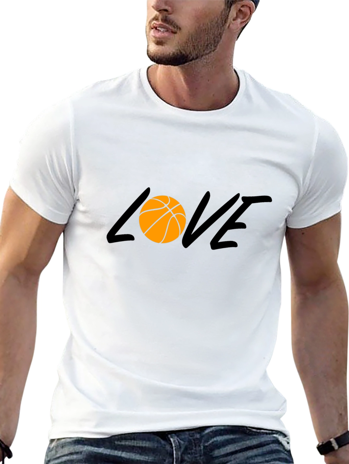 Black Basketball Love Graphic Tee - Black Cotton T-Shirt view 13