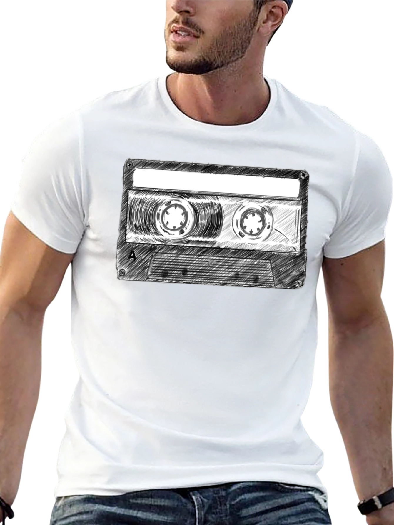 Black Retro Cassette Tape Graphic T-Shirt - Classic Music Tee view 13