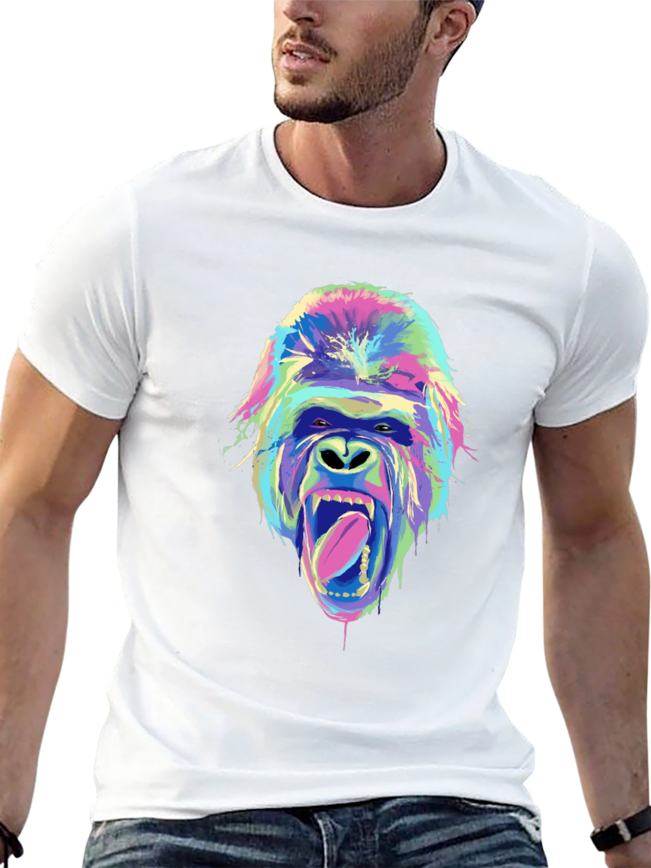 Black Vivid Gorilla Graphic Tee - Unique Streetwear Style view 13