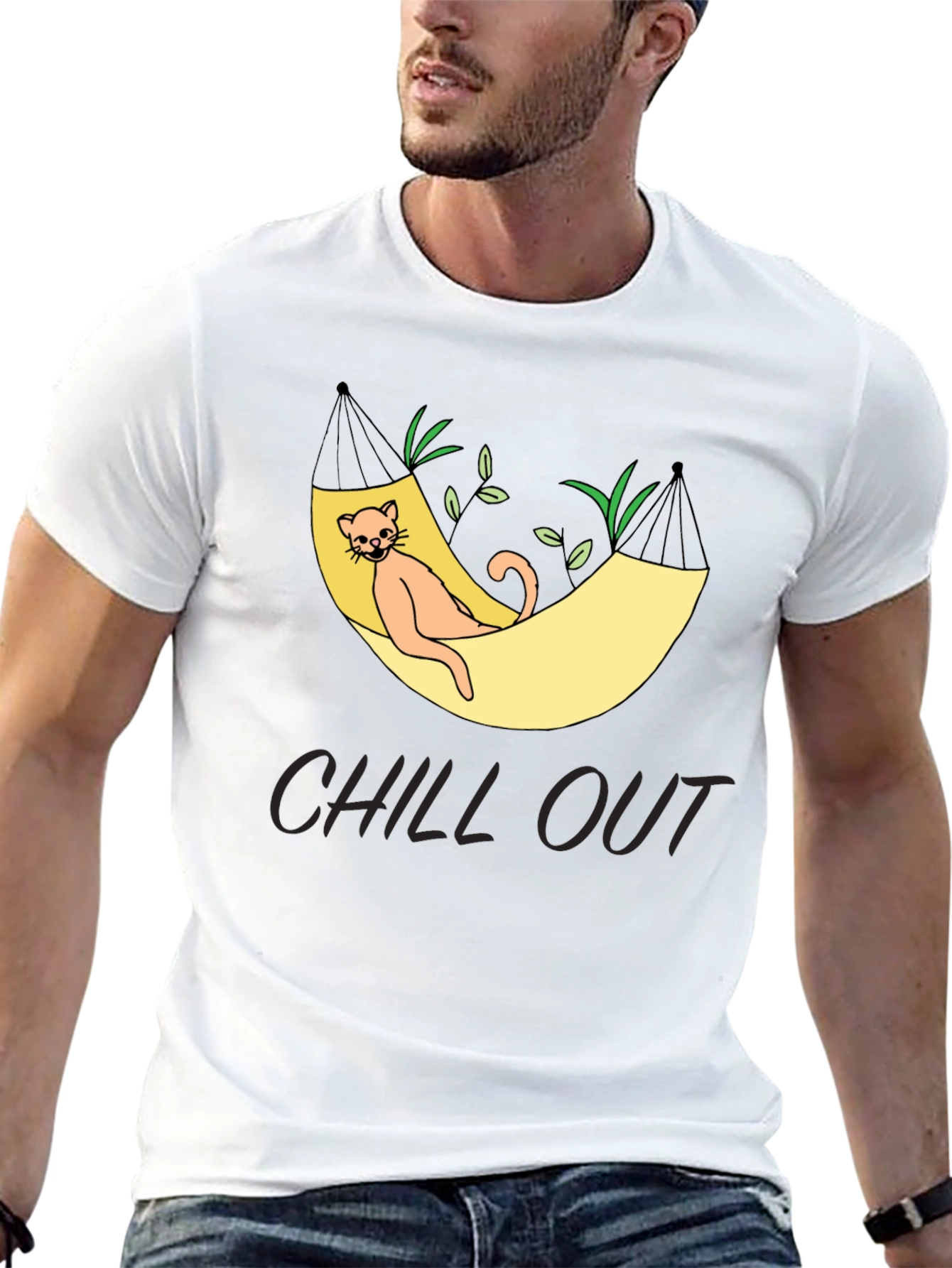 Black Chill Out Cat Hammock Graphic Tee - Relaxed Fit view 13