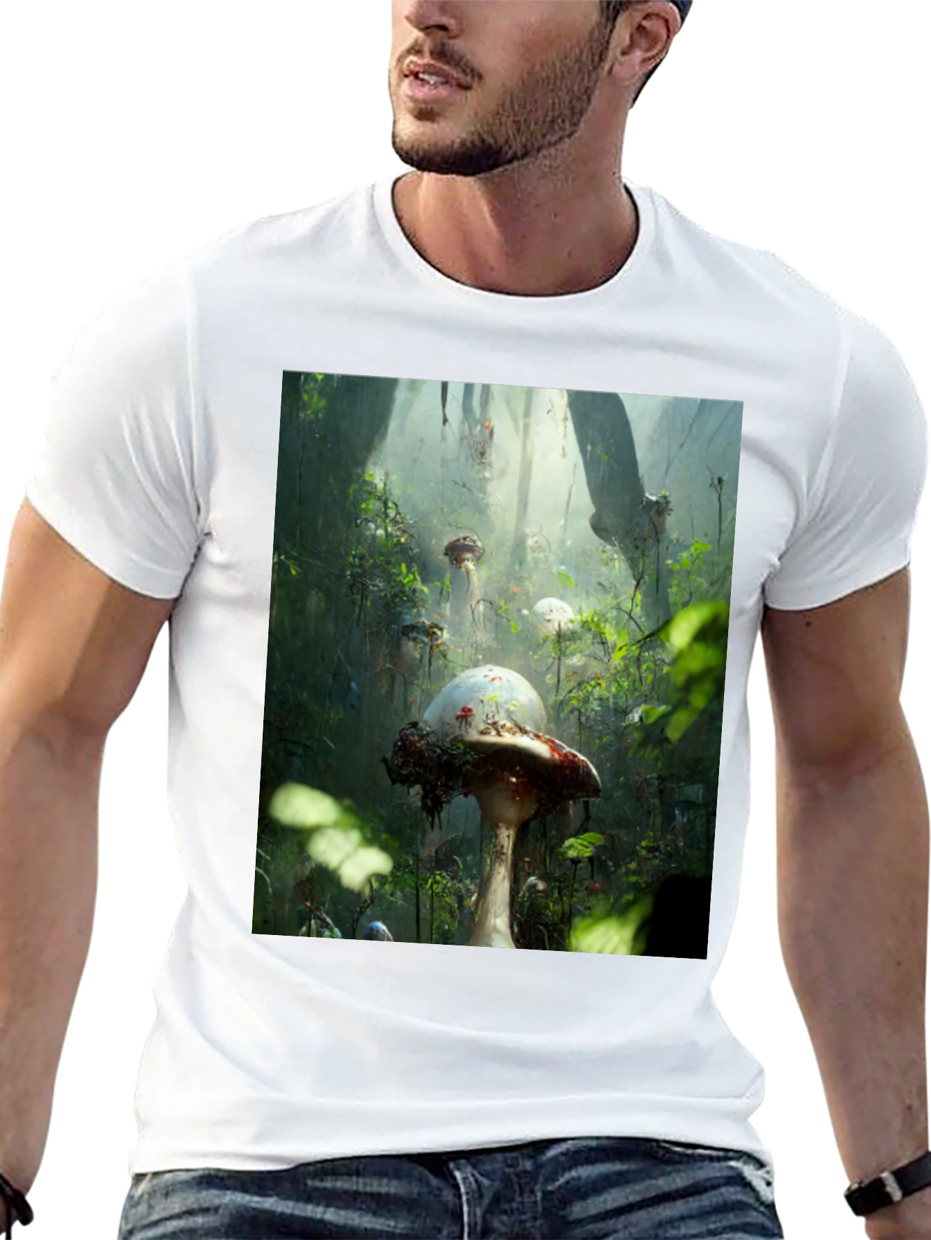 Black Enchanted Forest Mushroom T-Shirt view 13